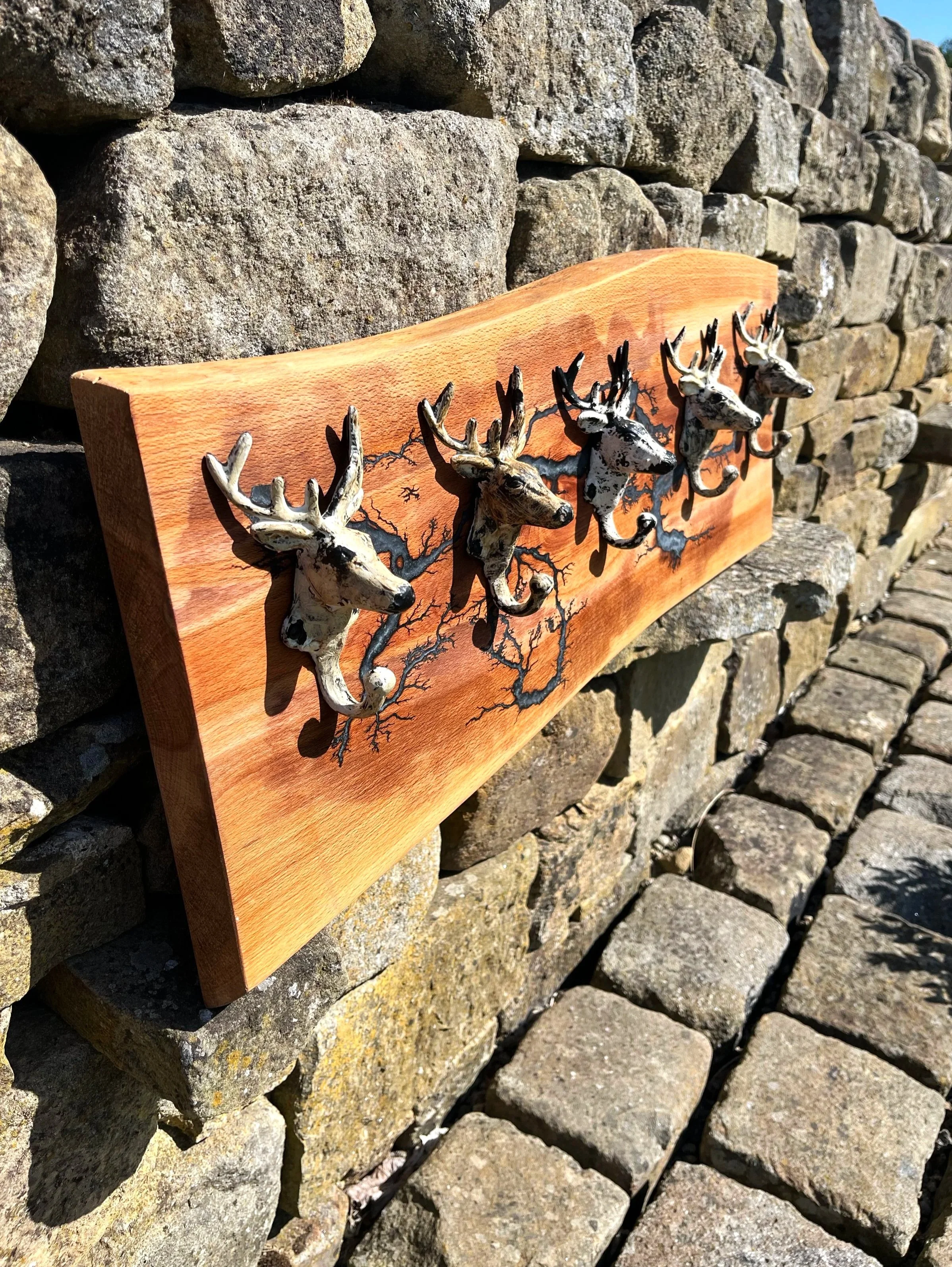 Beech Stag coat hooks Silver