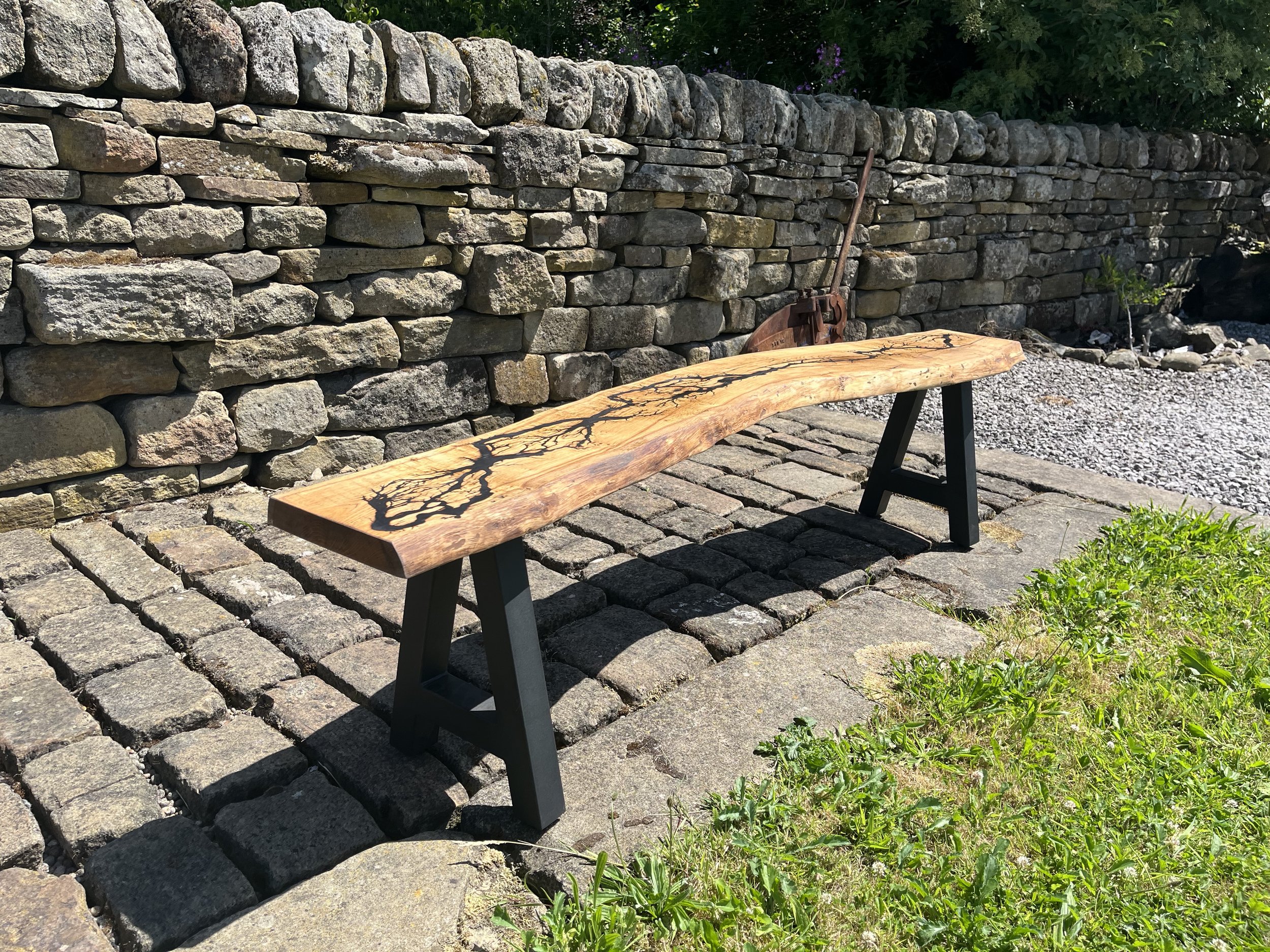 Blue resin Larch Bench