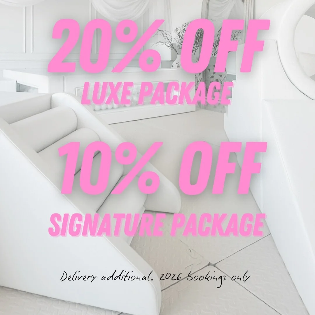 For the month of November, we are offering a promo for our packages! 

✨ 20% off our Luxe Package
✨ 10% off our Signature Package

Delivery additional and valid for 2026 bookings only. 

#sydneysoftplay #softplaysydney #partyhire #kidsparty #softplay