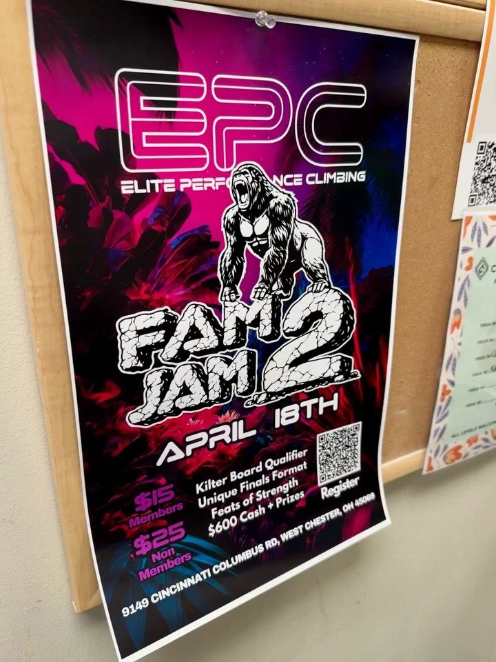 Fam Jam 2 update!!
Huge shoutout to our next sponsor @climbtimeo who have donated 1 month memberships to the 2 champions this year!!!!

Climb Time Oakley is a 50ft tall full service facility with top-rope climbing, auto-belays, and lead climbing, as 