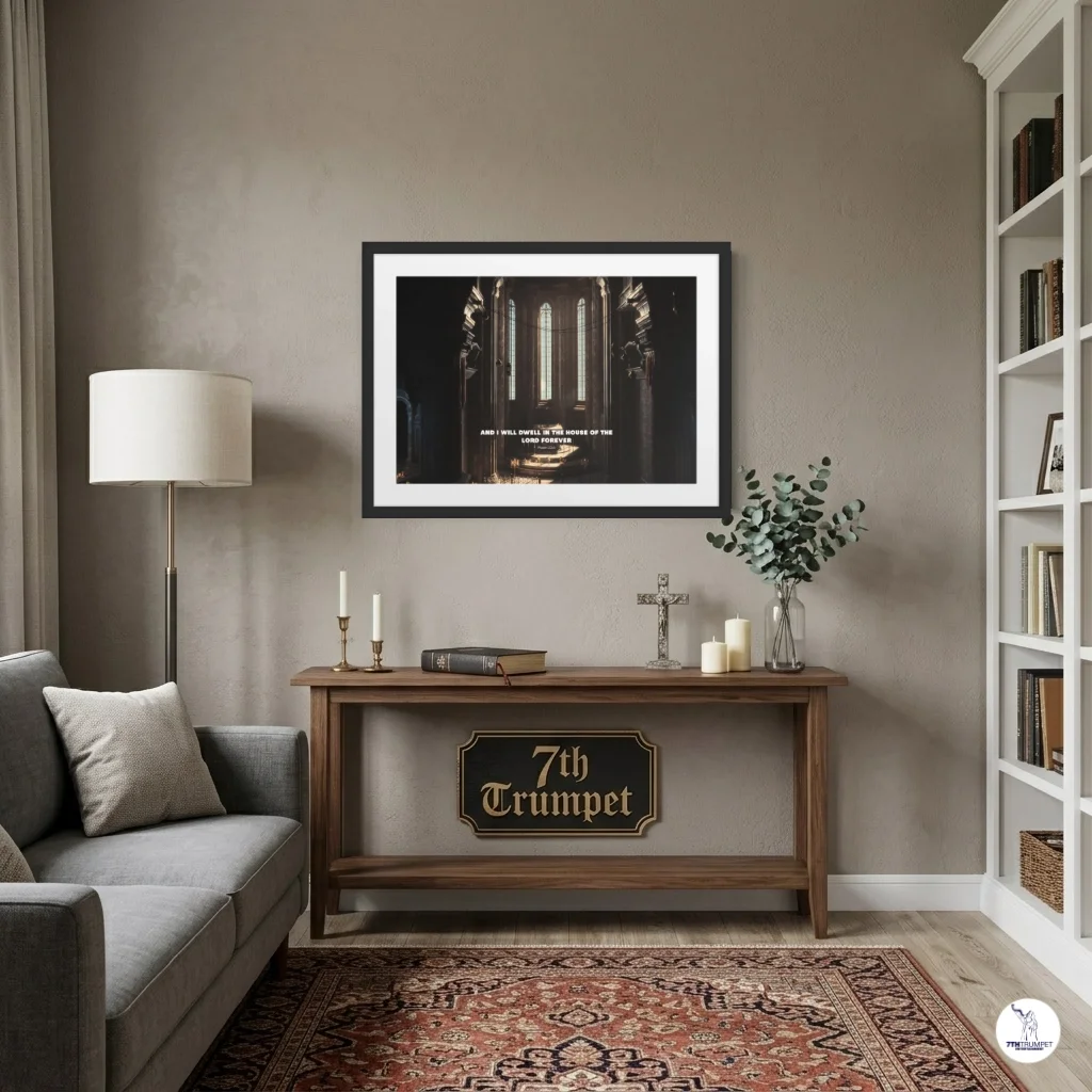 7TH TRUMPET HOUSE OF THE LORD FRAMED ART | PSALM 23 CATHEDRAL WALL DECOR