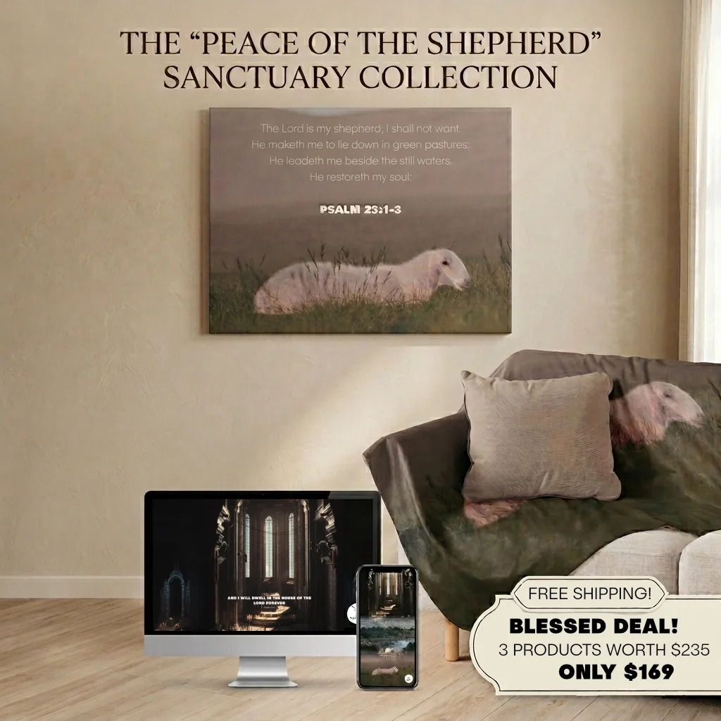 High-fidelity 3D illustration of green pastures and still waters canvas print