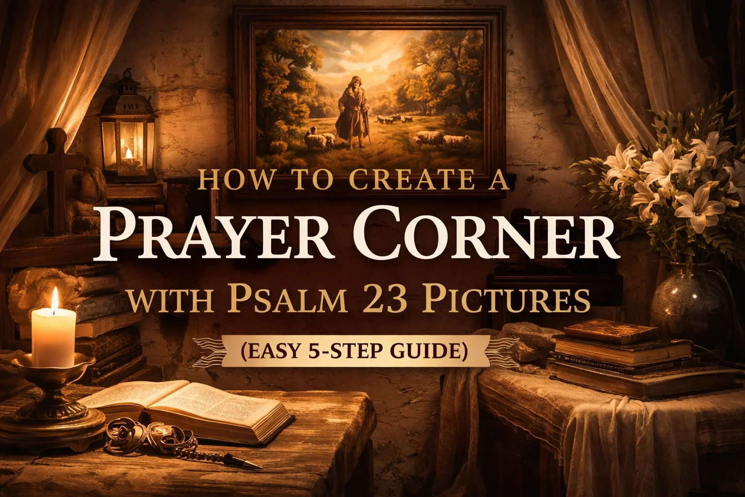 HOW TO CREATE A PRAYER CORNER WITH PSALM 23 PICTURES (EASY 5-STEP GUIDE)