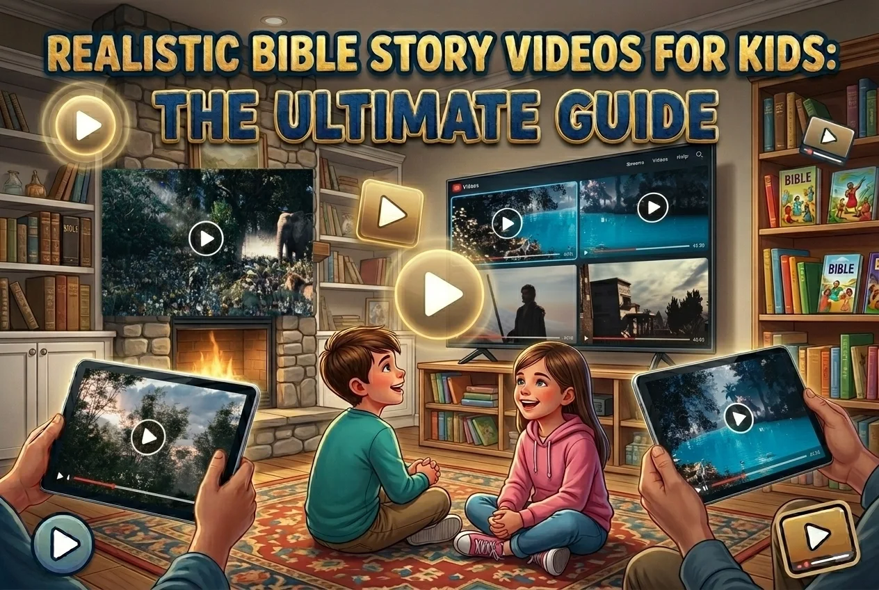 kids watching realistic bible videos