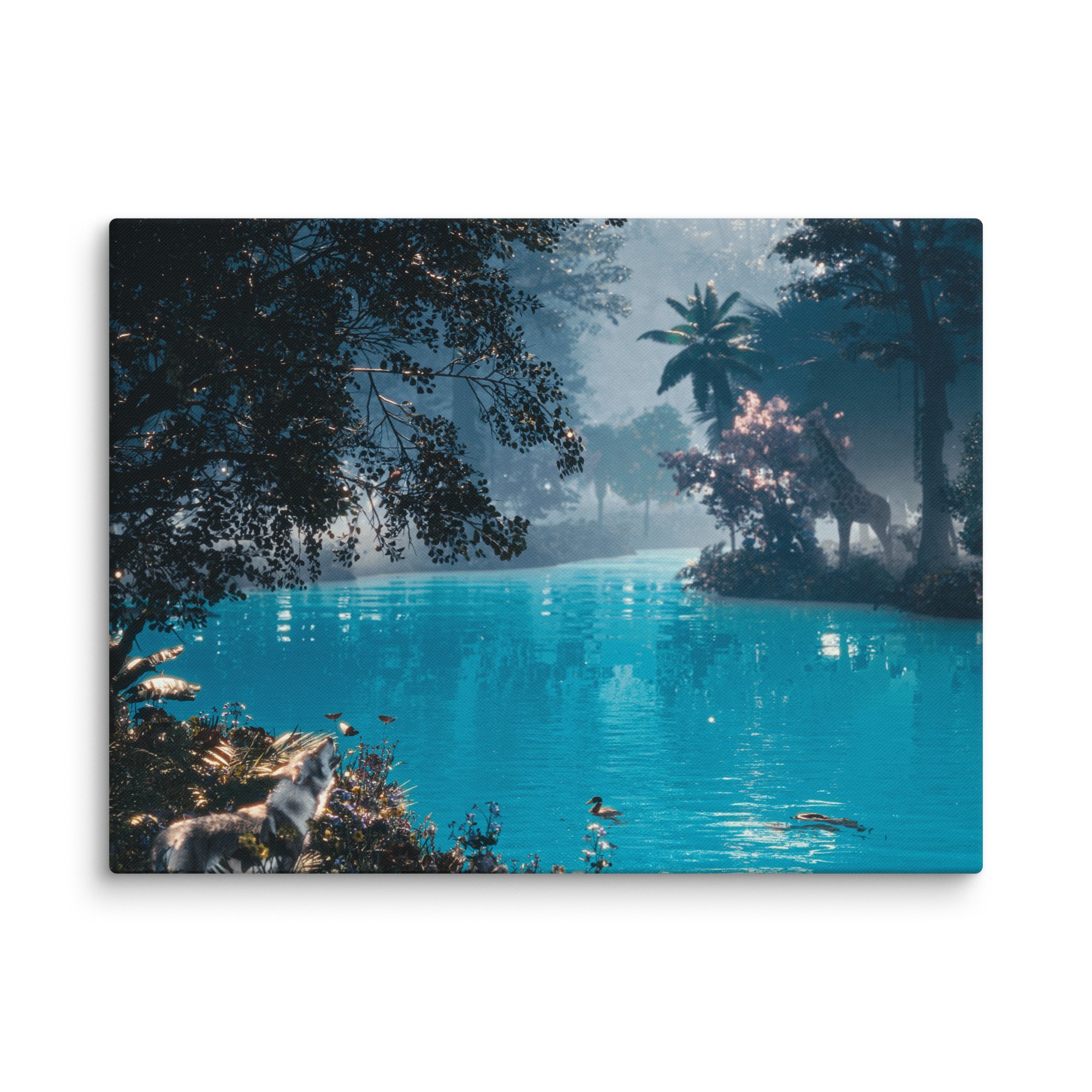 Detail view of vibrant 7th Trumpet Entertainment River of Eden wrapped canvas art edge