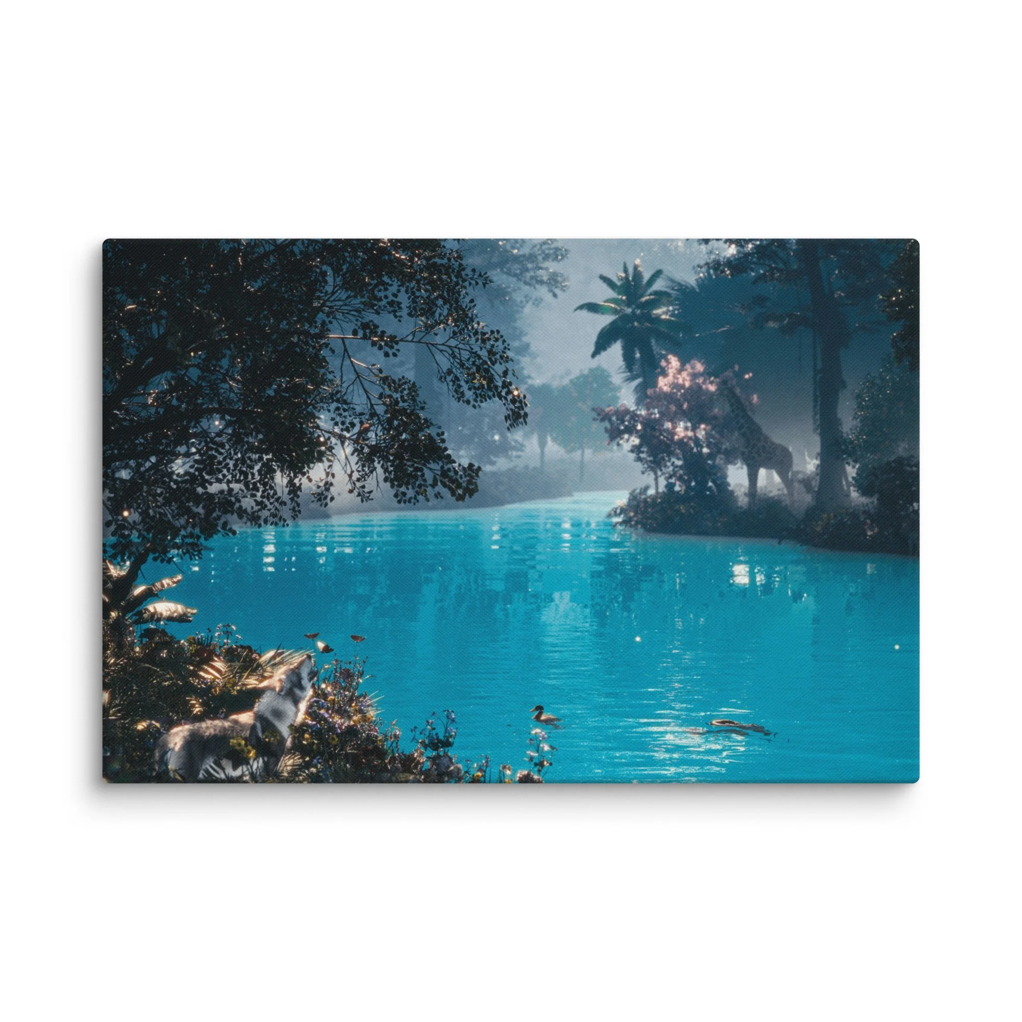 Detail view of vibrant 7th Trumpet Entertainment River of Eden wrapped canvas art edge
