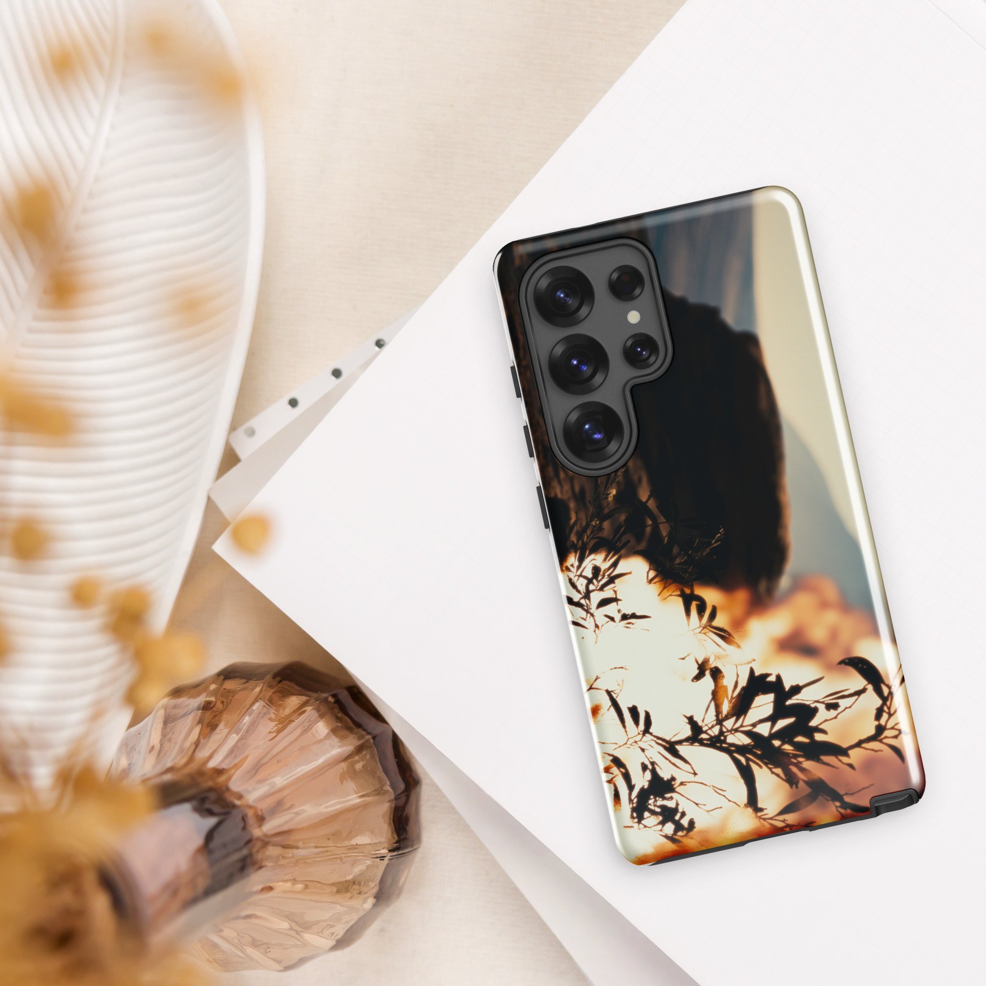 Burning Bush Moses Exodus miracle artwork on a protective Samsung Galaxy phone case
