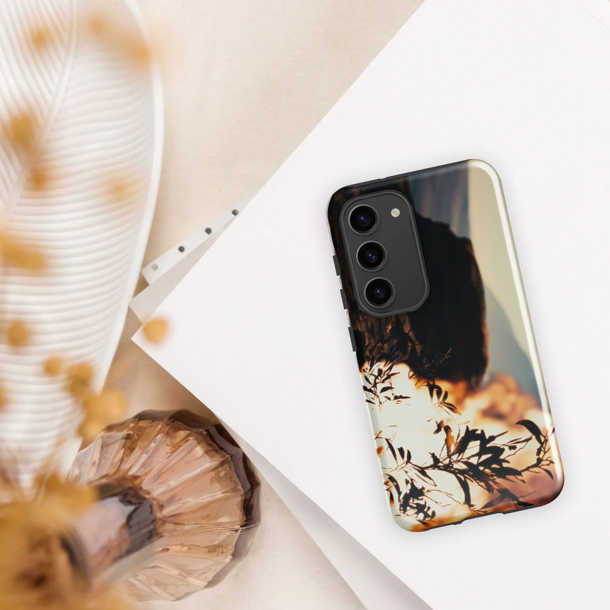 Burning Bush Moses Exodus miracle artwork on a protective Samsung Galaxy phone case