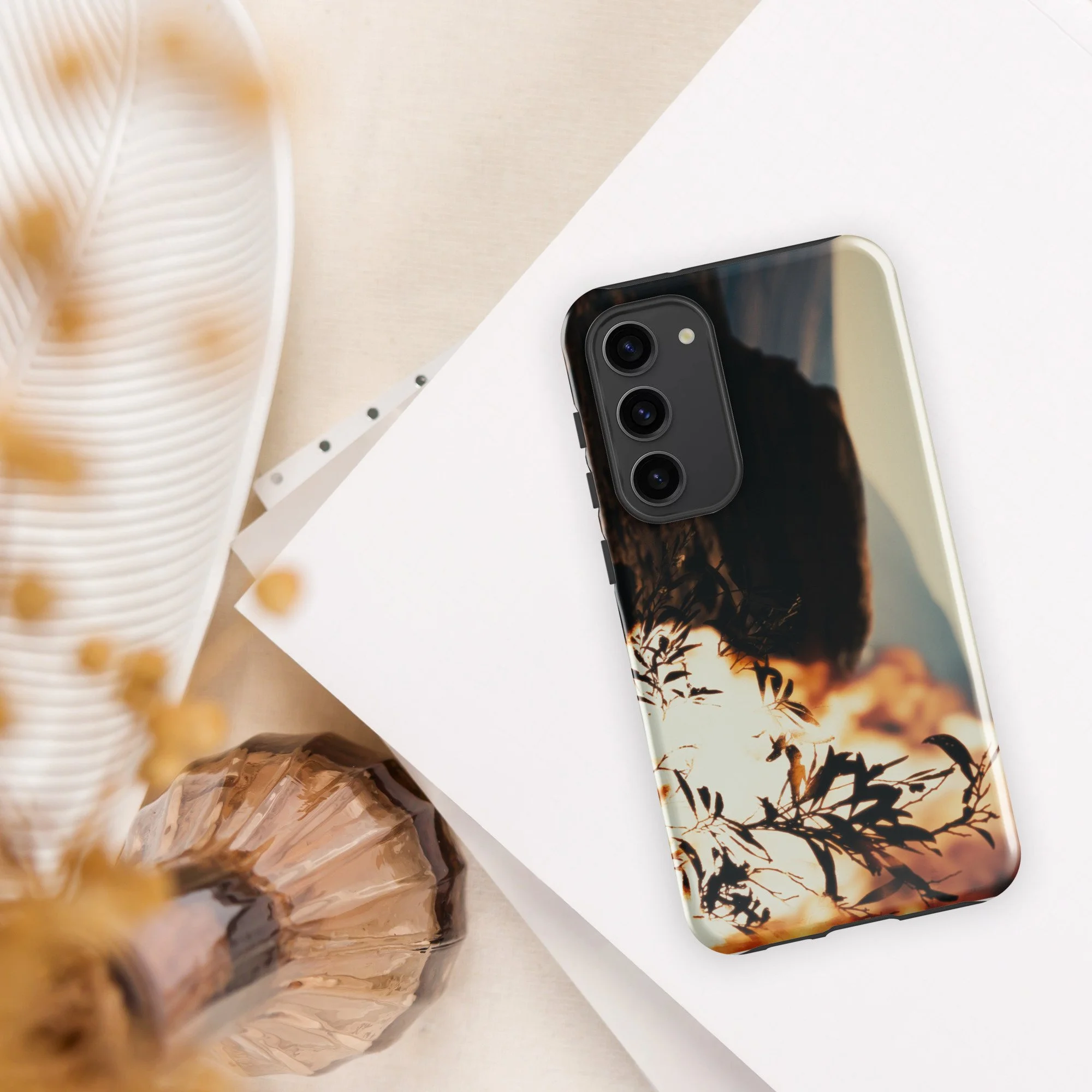 Burning Bush Moses Exodus miracle artwork on a protective Samsung Galaxy phone case
