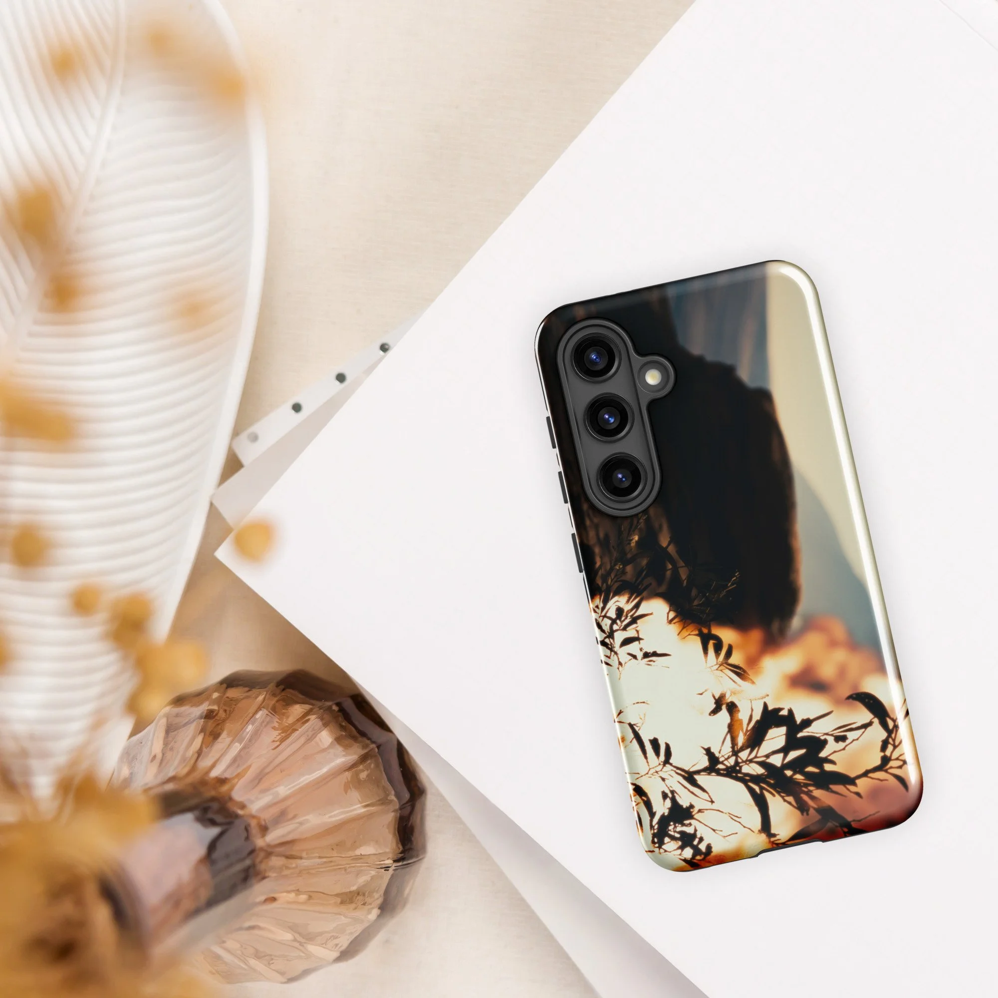 Burning Bush Moses Exodus miracle artwork on a protective Samsung Galaxy phone case