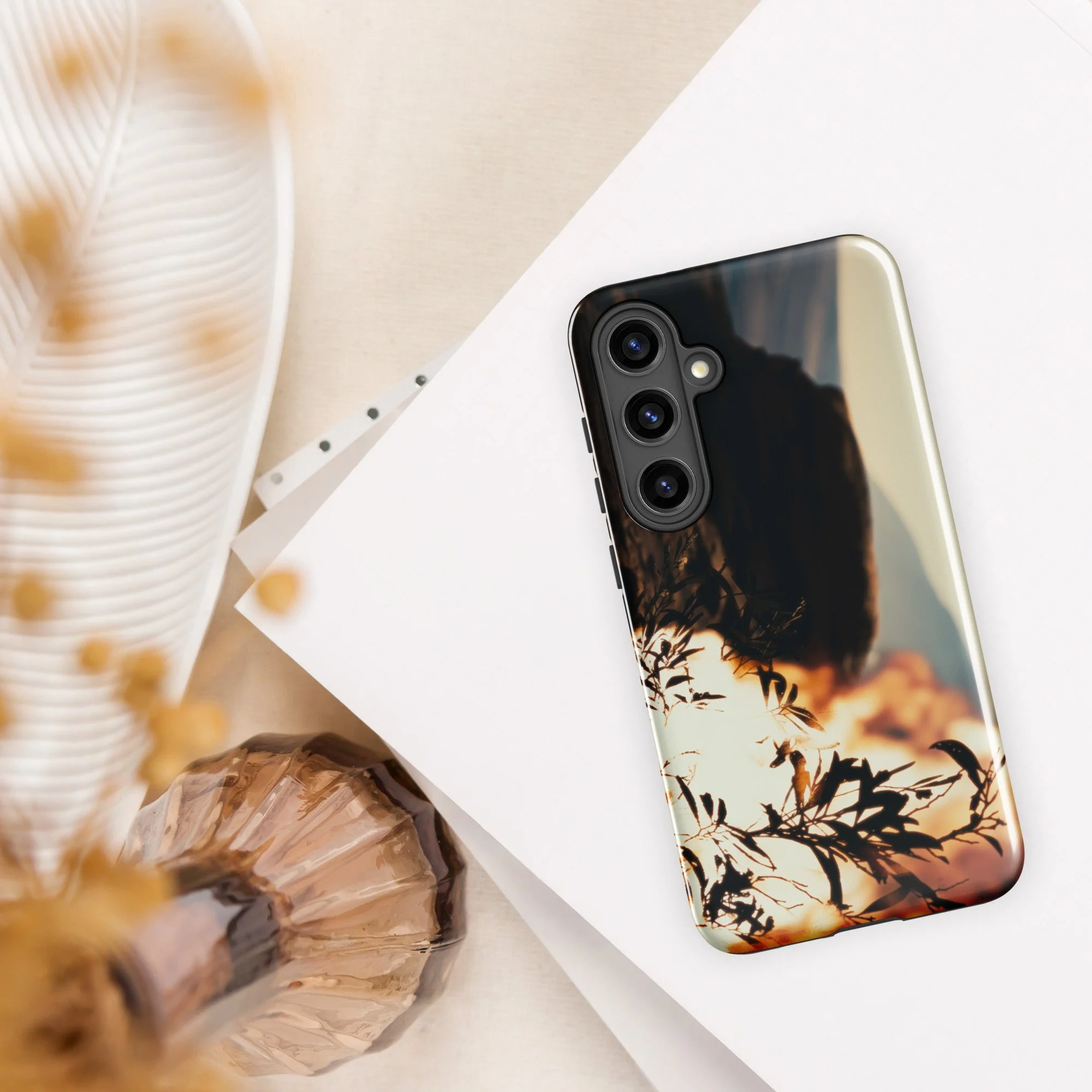 Burning Bush Moses Exodus miracle artwork on a protective Samsung Galaxy phone case