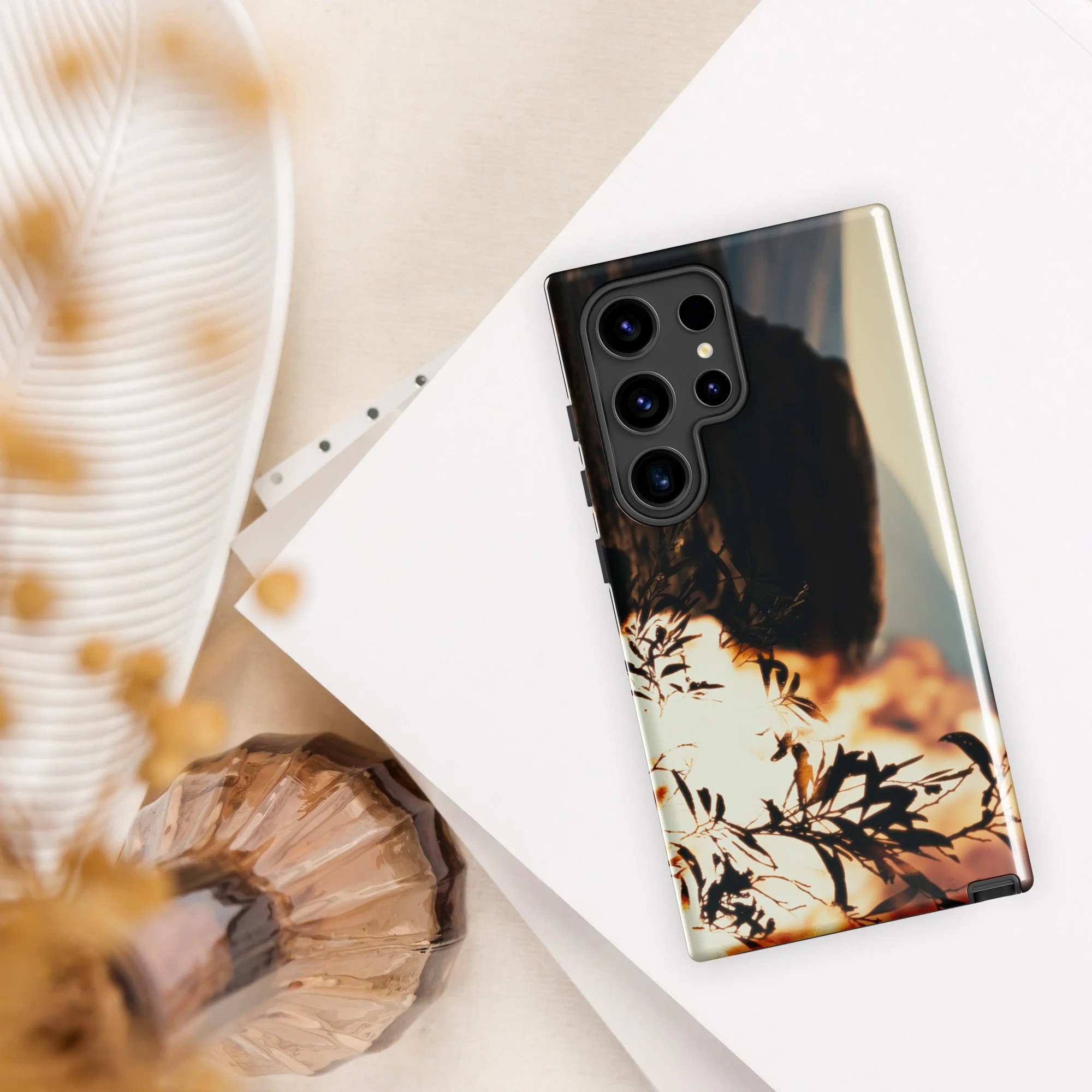 Burning Bush Moses Exodus miracle artwork on a protective Samsung Galaxy phone case