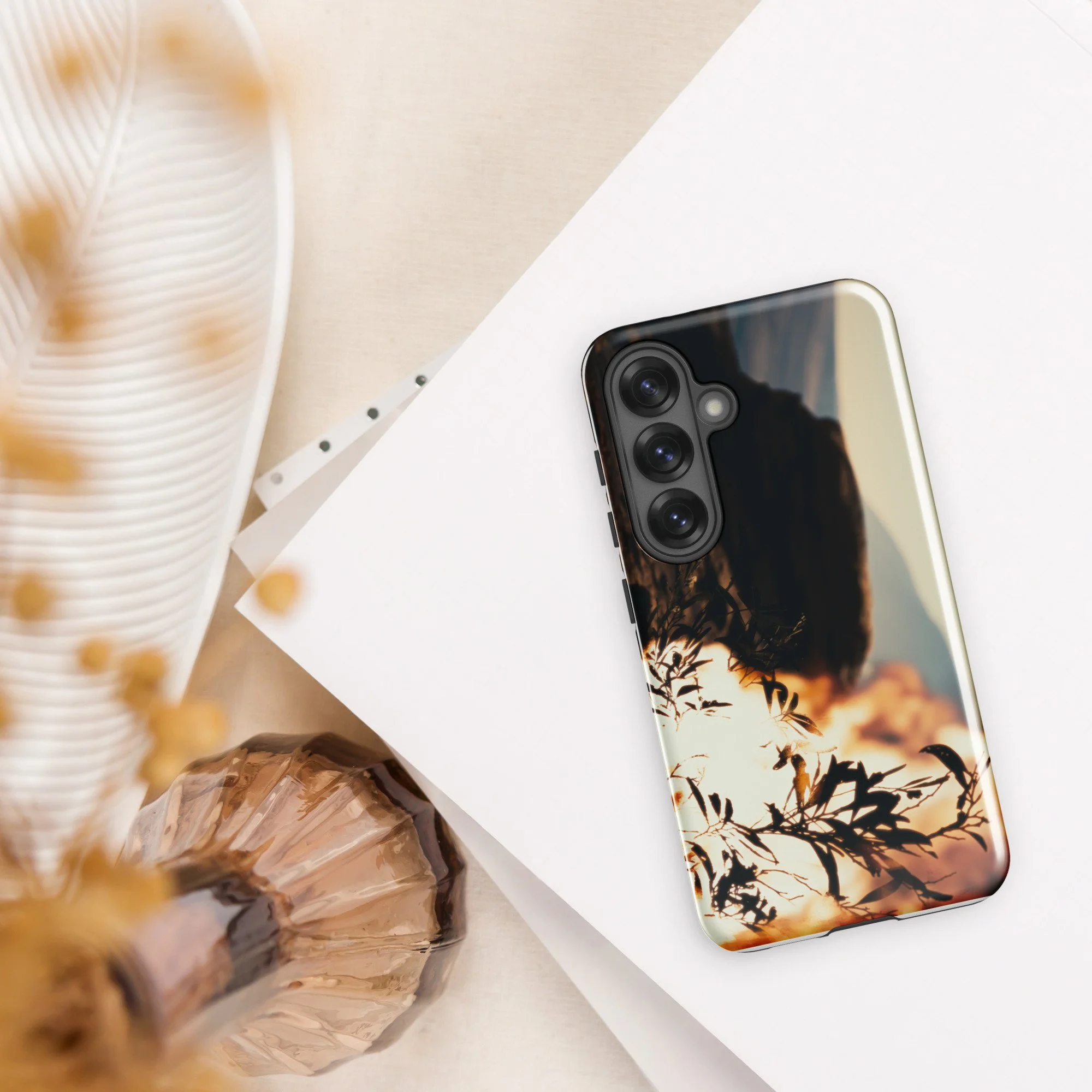 Burning Bush Moses Exodus miracle artwork on a protective Samsung Galaxy phone case