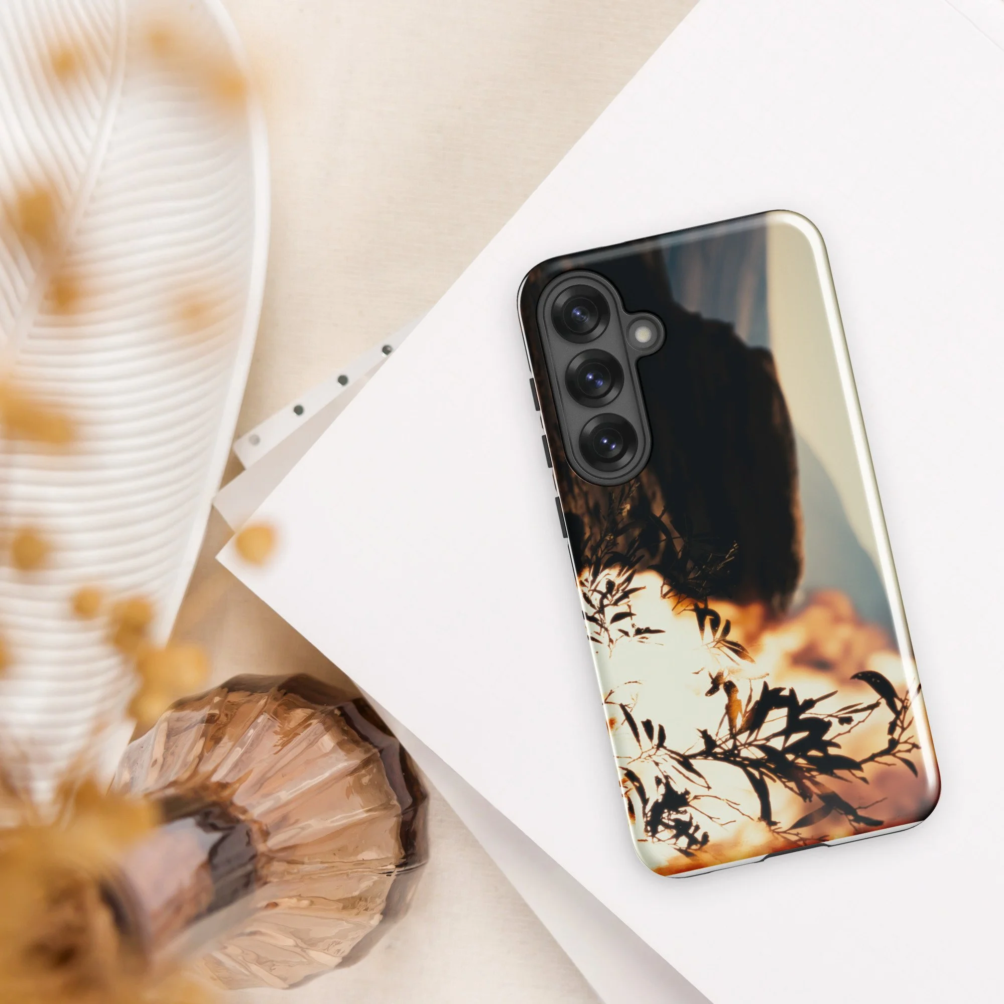 Burning Bush Moses Exodus miracle artwork on a protective Samsung Galaxy phone case
