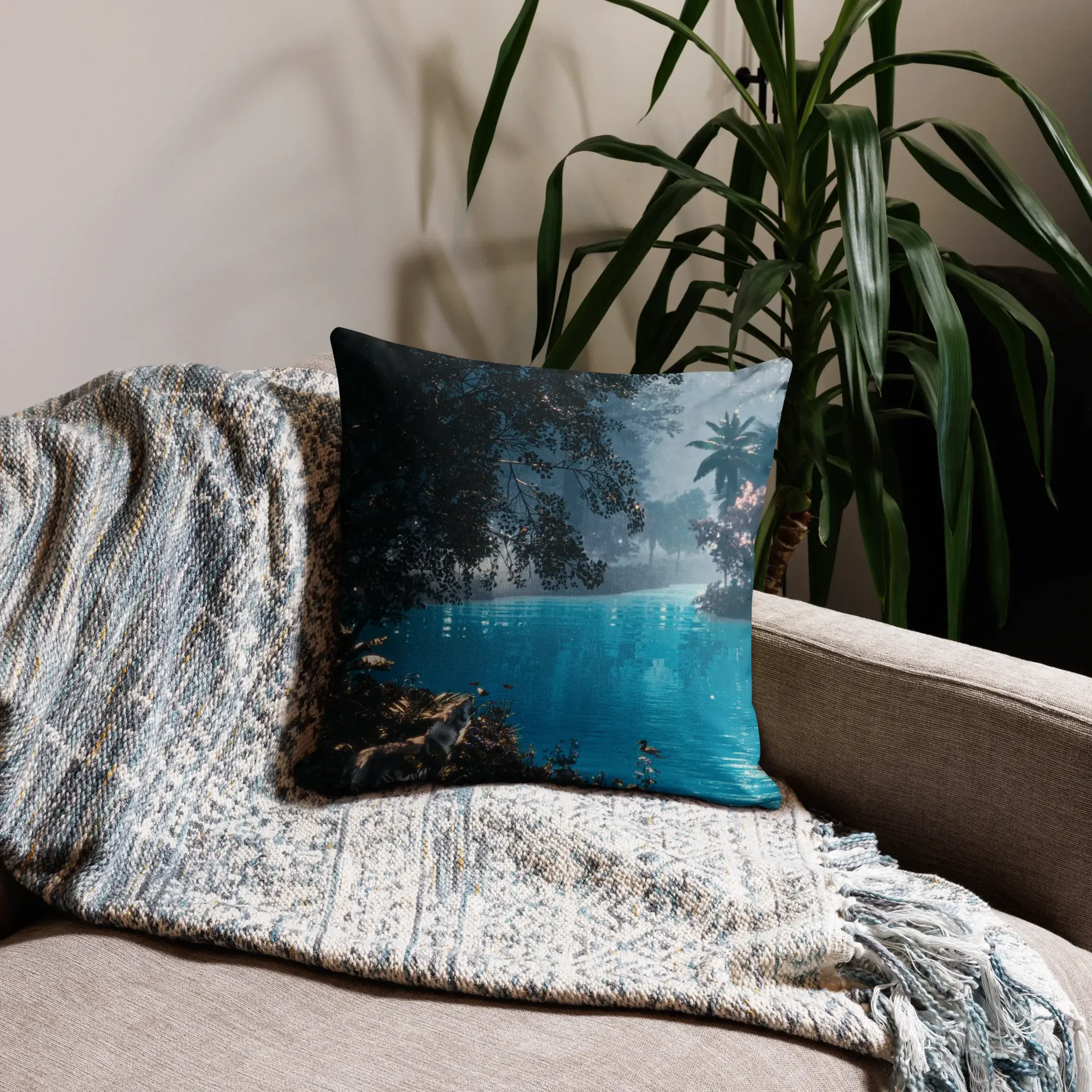 7TH TRUMPET RIVER OF LIFE GARDEN OF EDEN THROW PILLOW | CHRISTIAN ACCENT