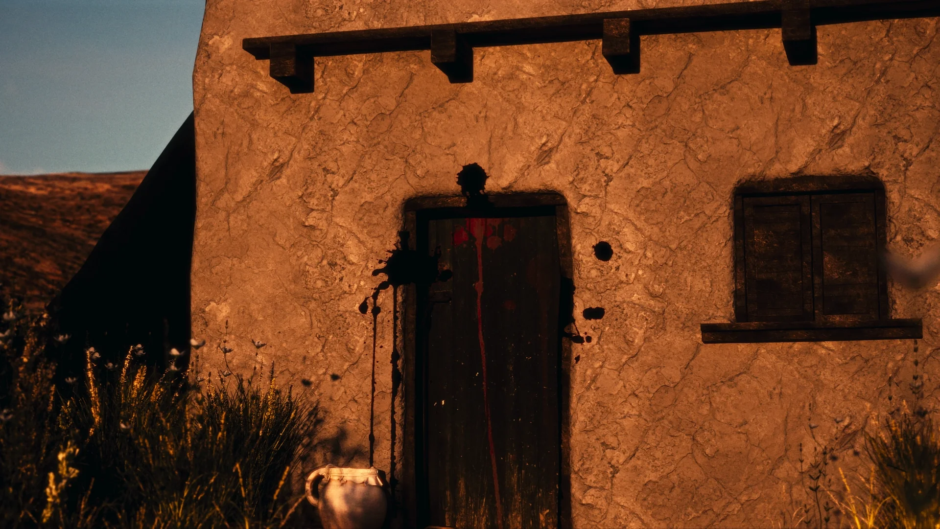 Blood of the lamb on the lintel and doorposts during the first Passover