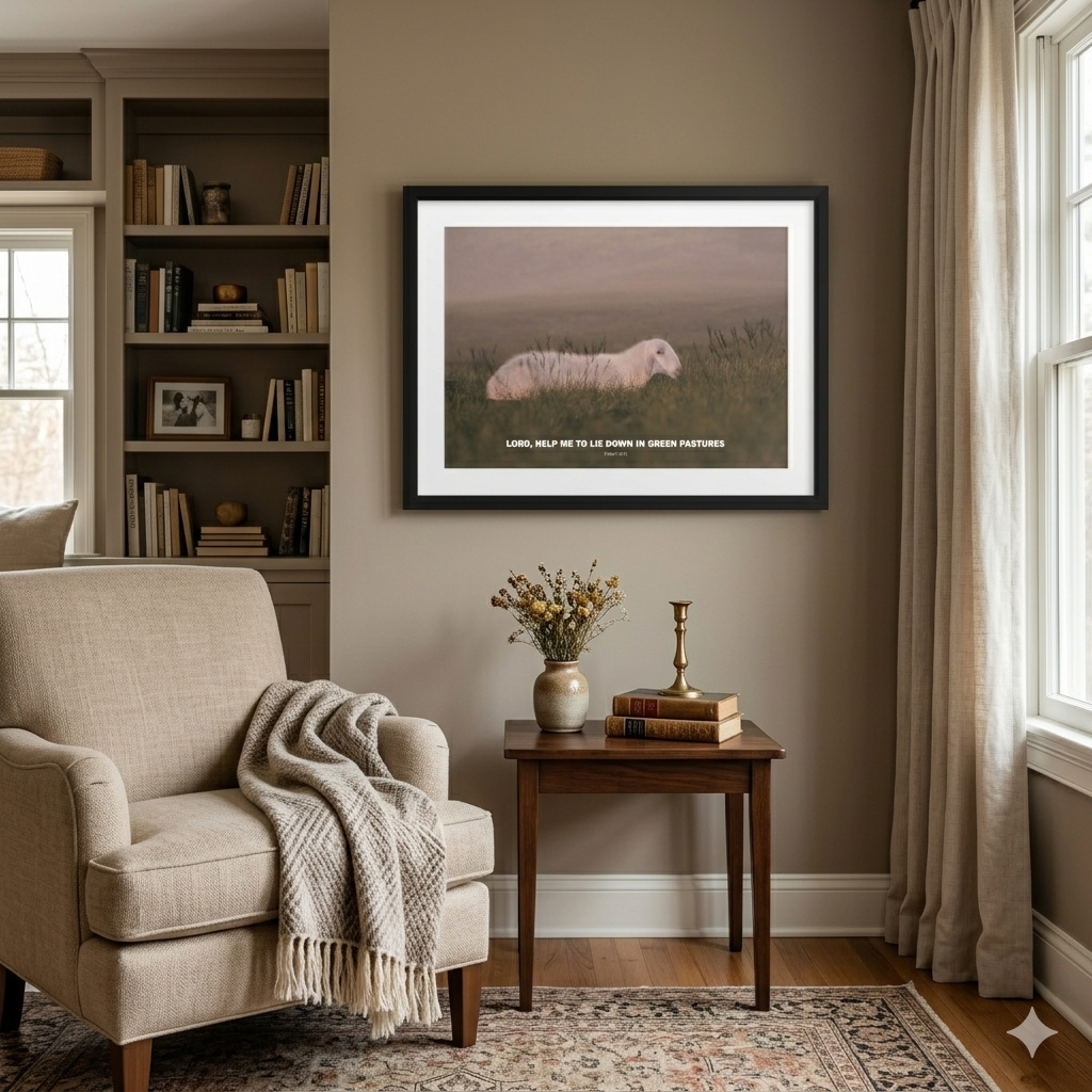 PSALM 23 "LIE DOWN IN GREEN PASTURES" CHRISTIAN WALL ART