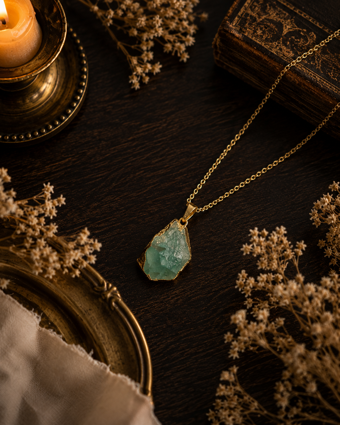 Raw Green Aventurine Necklace | Luck, Opportunity & Heart Stone
