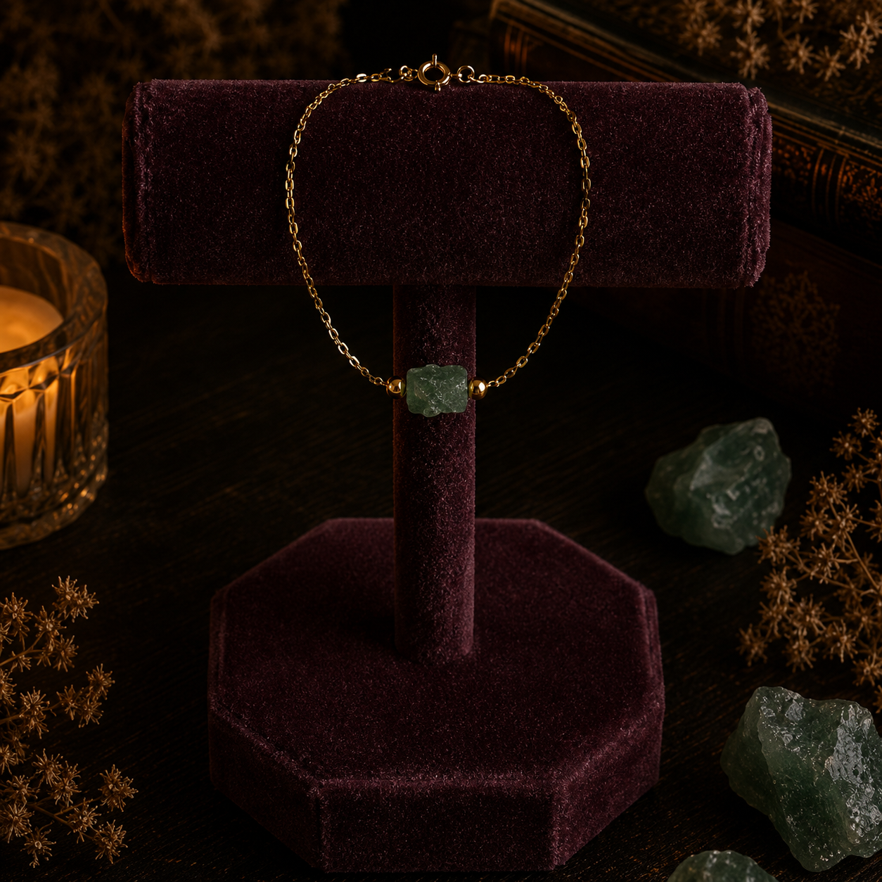 Golden elegance with green stones green aventurine bracelet (2).png