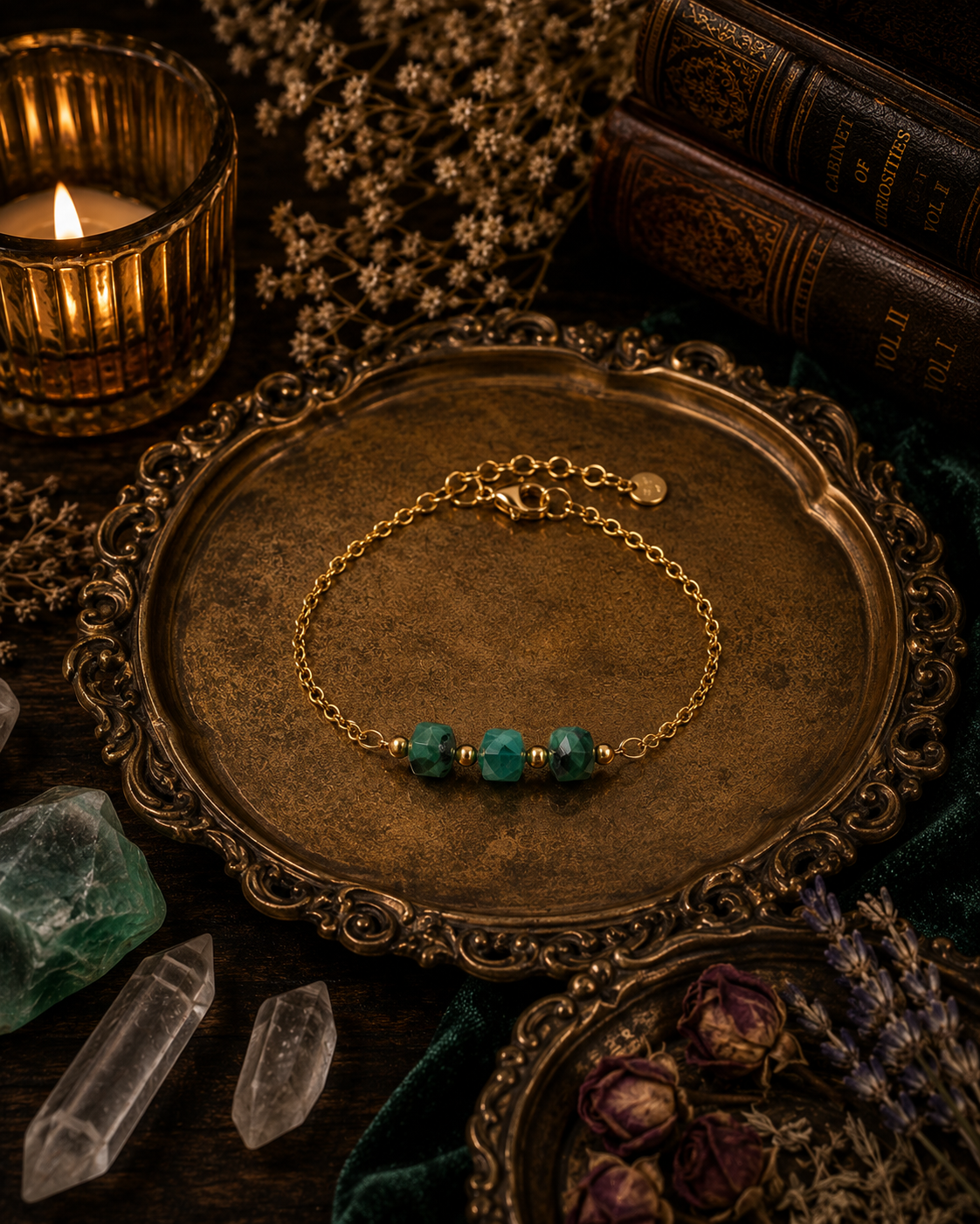Malachite Cube Bead Bracelet | Transformation & Heart Chakra