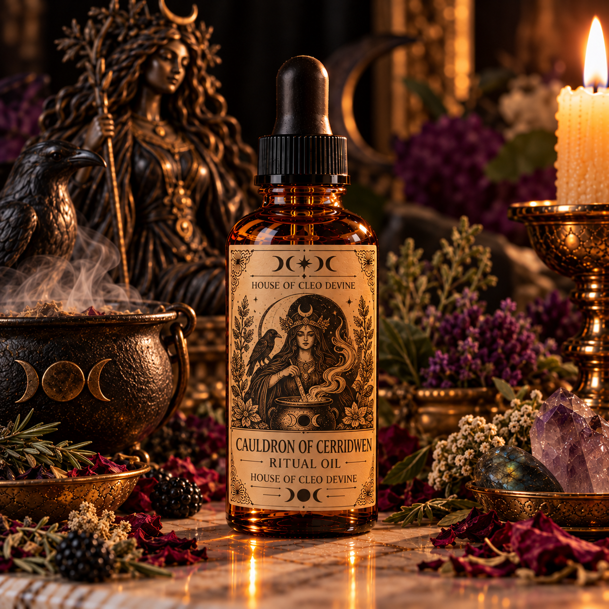 Cauldron of Cerridwen | Cerridwen Goddess Ritual Oil | Transformation, Wisdom & Inspiration