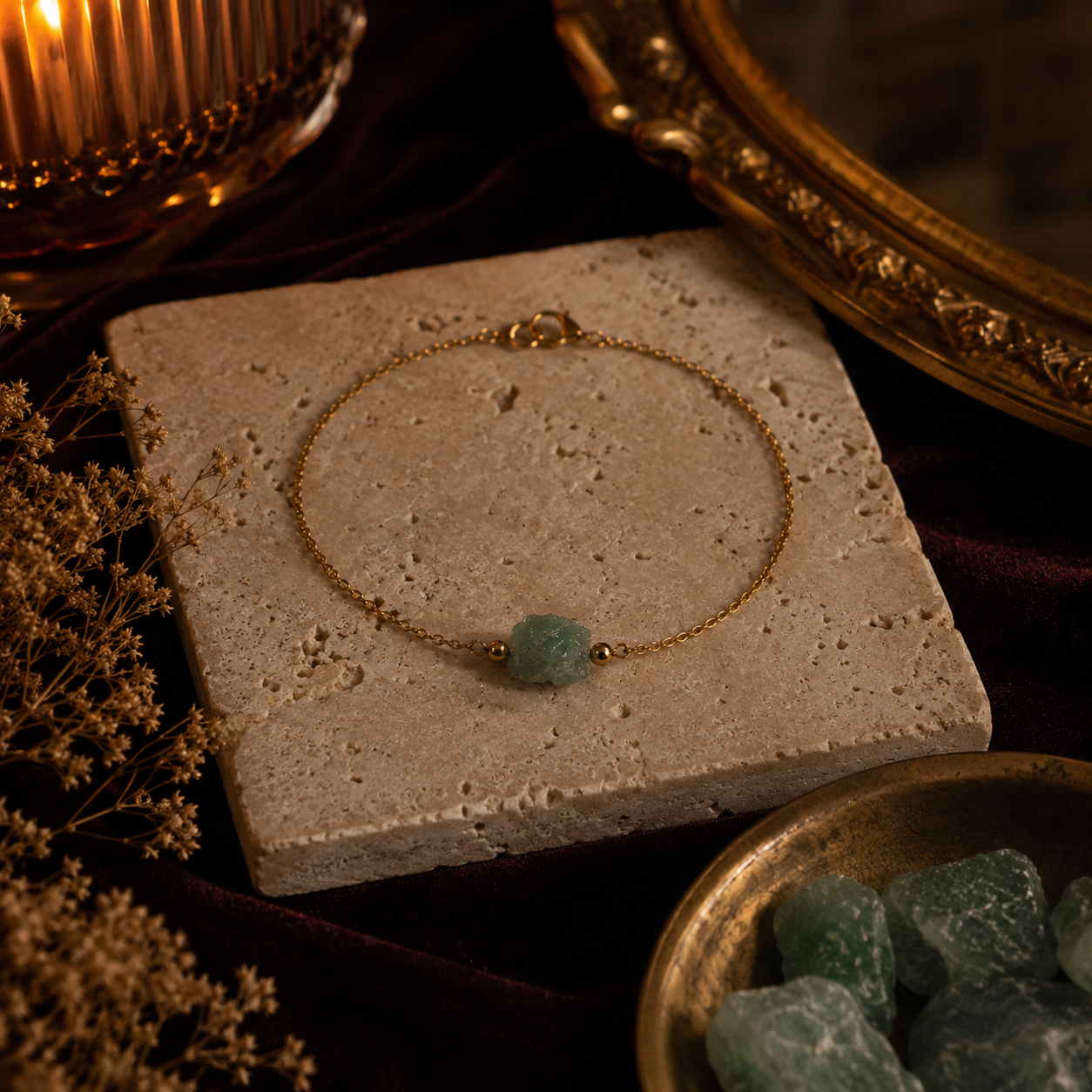 Golden elegance with green stones green aventurine bracelet (3).png