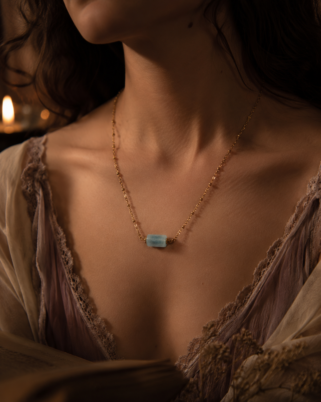 Aquamarine Necklace | Calm, Courage & Clear Communication Pendant