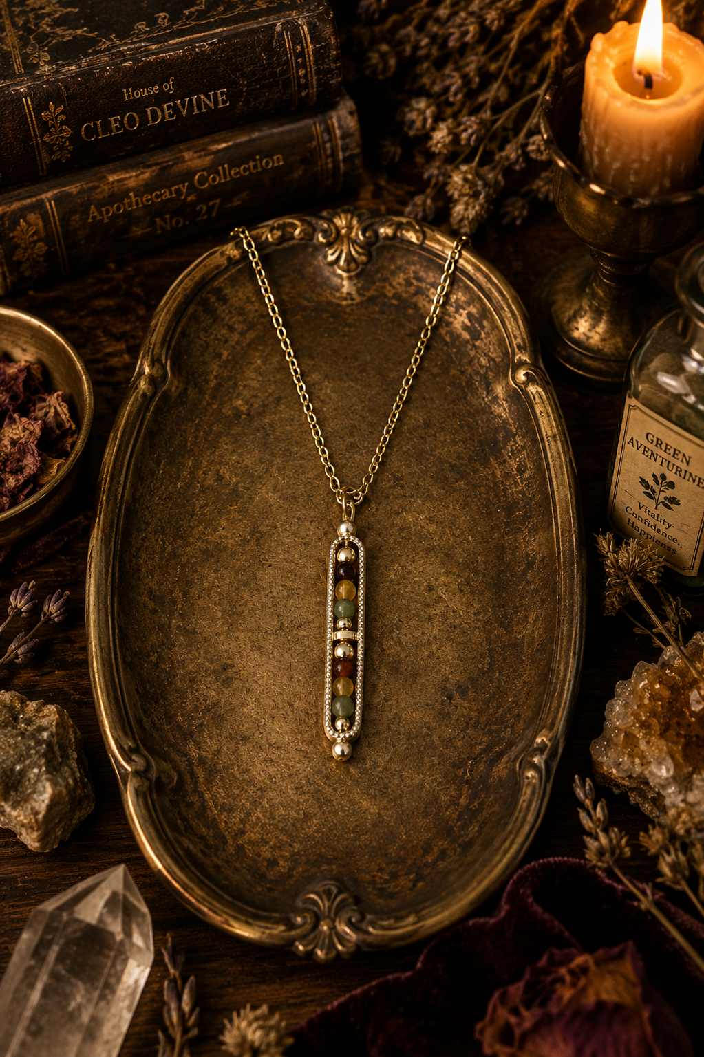 Good Luck Crystal Bar Necklace | Prosperity, Power & Protection