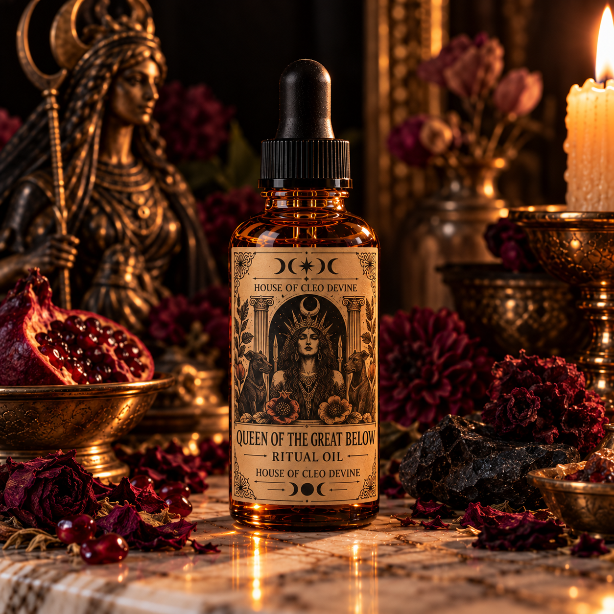 Queen of the Great Below | Ereshkigal Goddess Ritual Oil | Grief, Underworld & Shadow Work