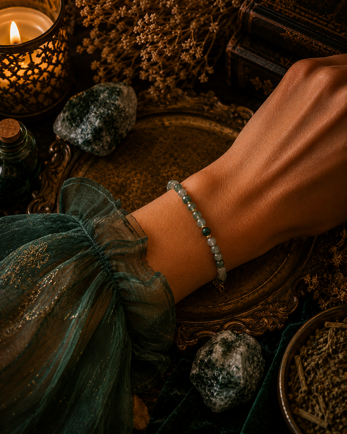Moss Agate Bracelet | New Beginnings, Growth & Nature Stone