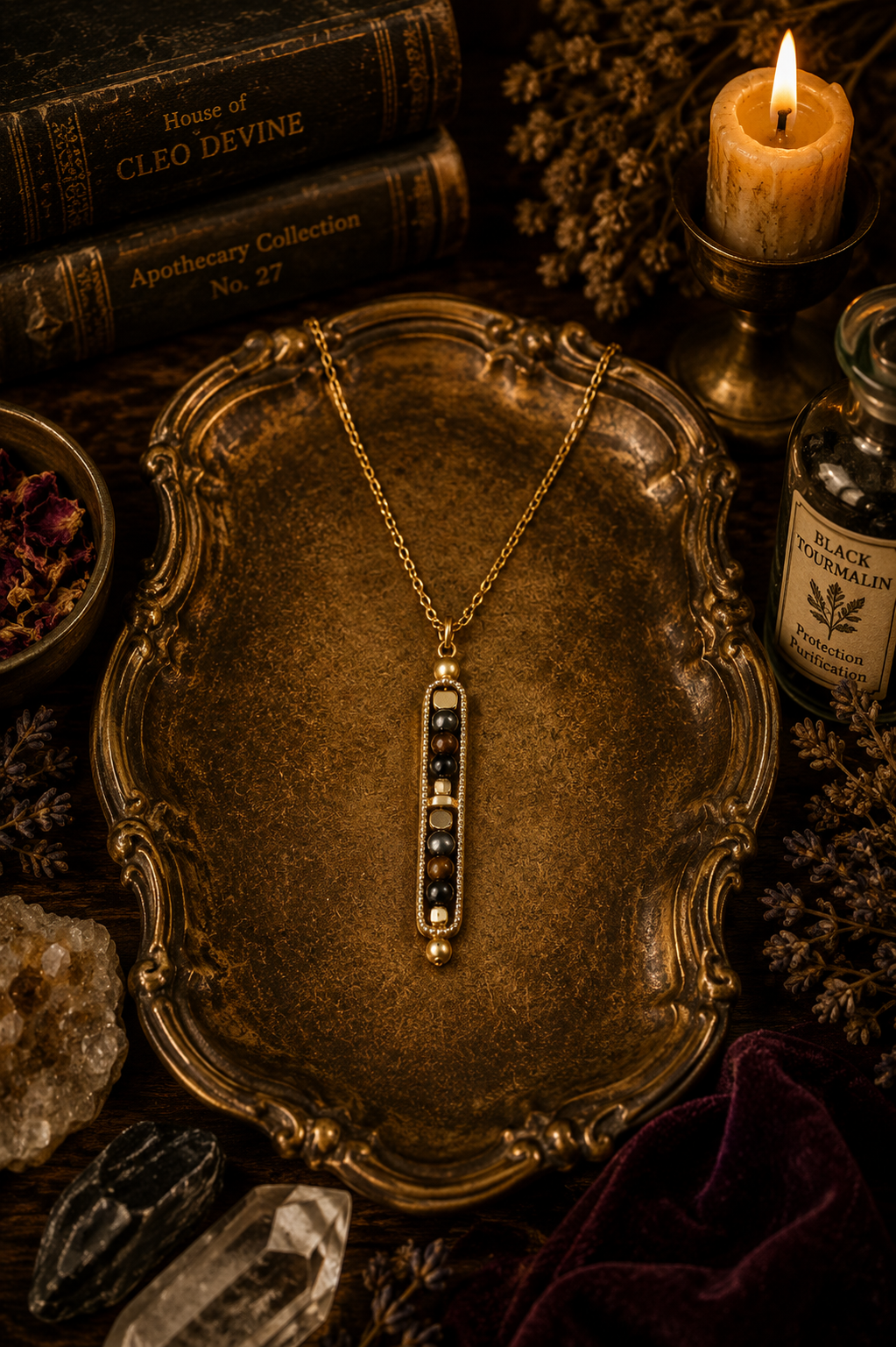 Protection Crystal Bar Necklace | Grounding & Self-Worth