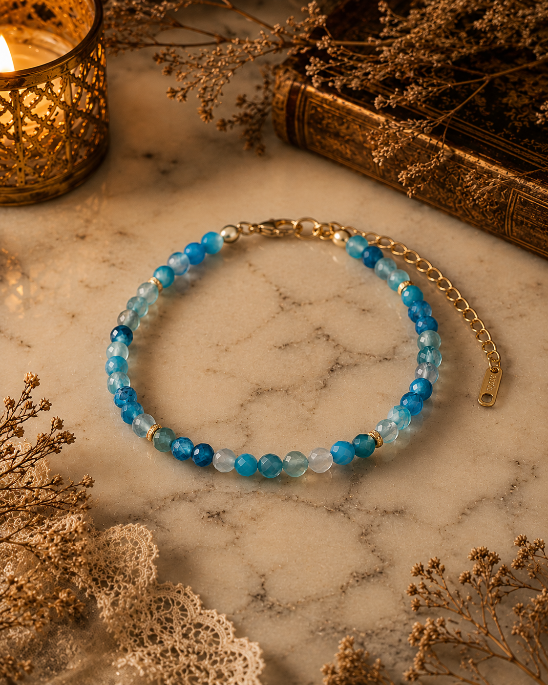 Blue Banded Agate Bracelet | Calm, Communication & Truth Stone