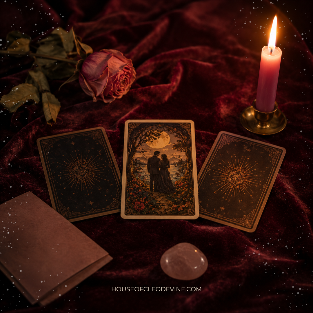A small bottle of Fast Luck Oil beside a green candle and coins on a dark wood surface representing Fast Luck Oil working and Southern folk magic quick fortune ritual at House of Cleo Devine (8).png
