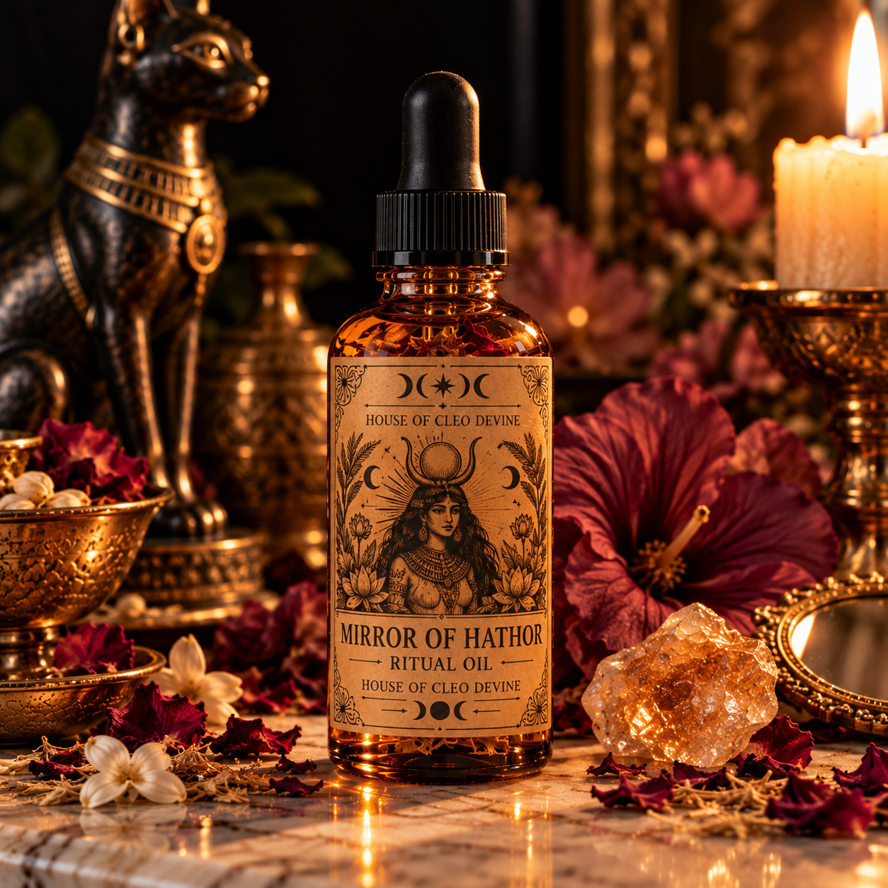 Mirror of Hathor | Hathor Goddess Ritual Oil | Joy, Beauty & Glamour