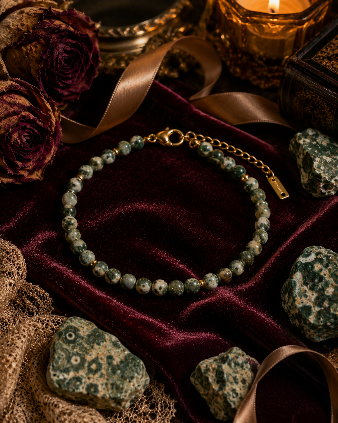 Green Spot Jasper Bracelet | Grounding, Healing & Nature Stone