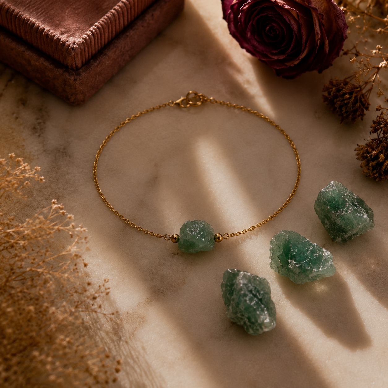 Golden elegance with green stones green aventurine bracelet (4).png