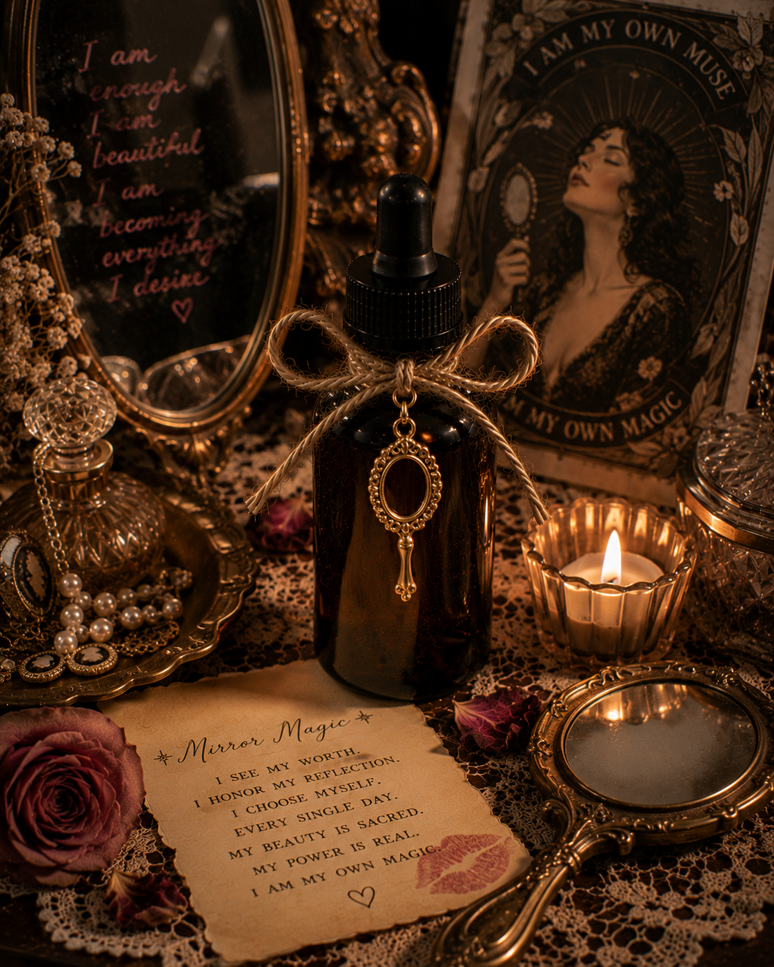 Mirror Magic Confidence Ritual Oil | Self-Image Beauty Affirmations and Self-Acceptance