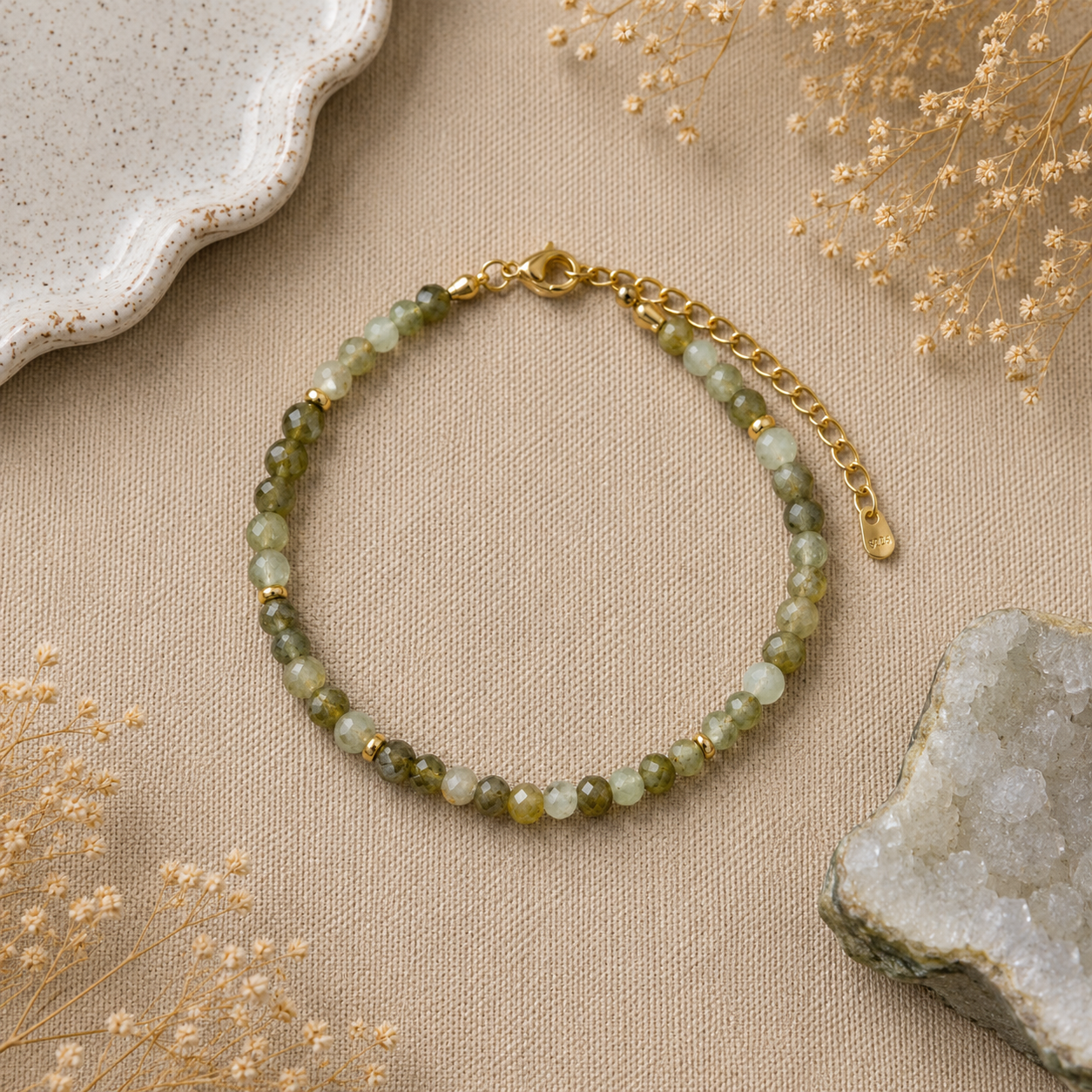 Green Garnet Bracelet | Growth, Abundance & Heart Vitality Stone
