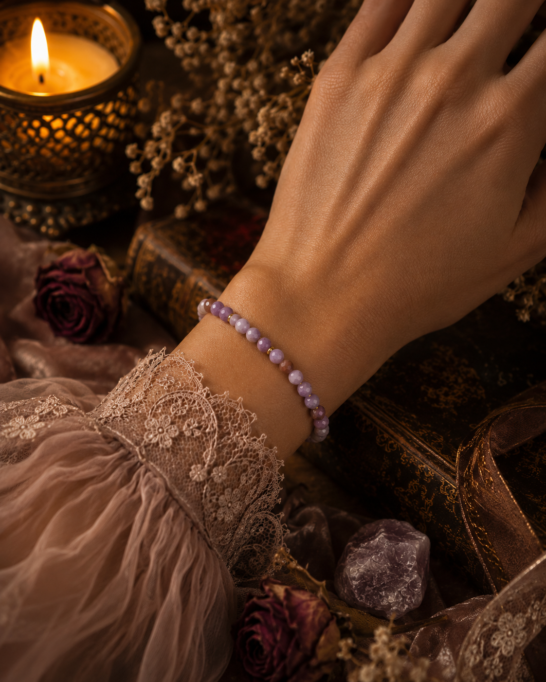 Lepidolite Bracelet | Anxiety Relief, Calm & Transition Stone