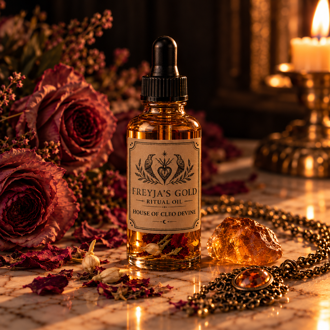 Freyja's Gold Ritual Oil | Freyja Oil for Love & Seidr