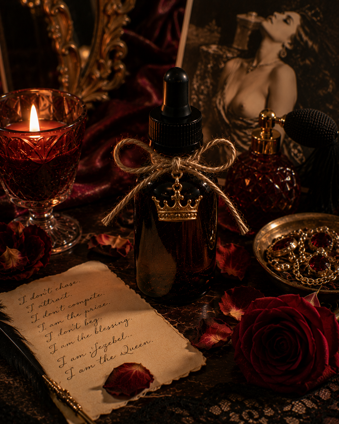 Jezebel Queen Ritual Oil | Bold Confidence Irresistible Charisma Lavish Living and Negotiating