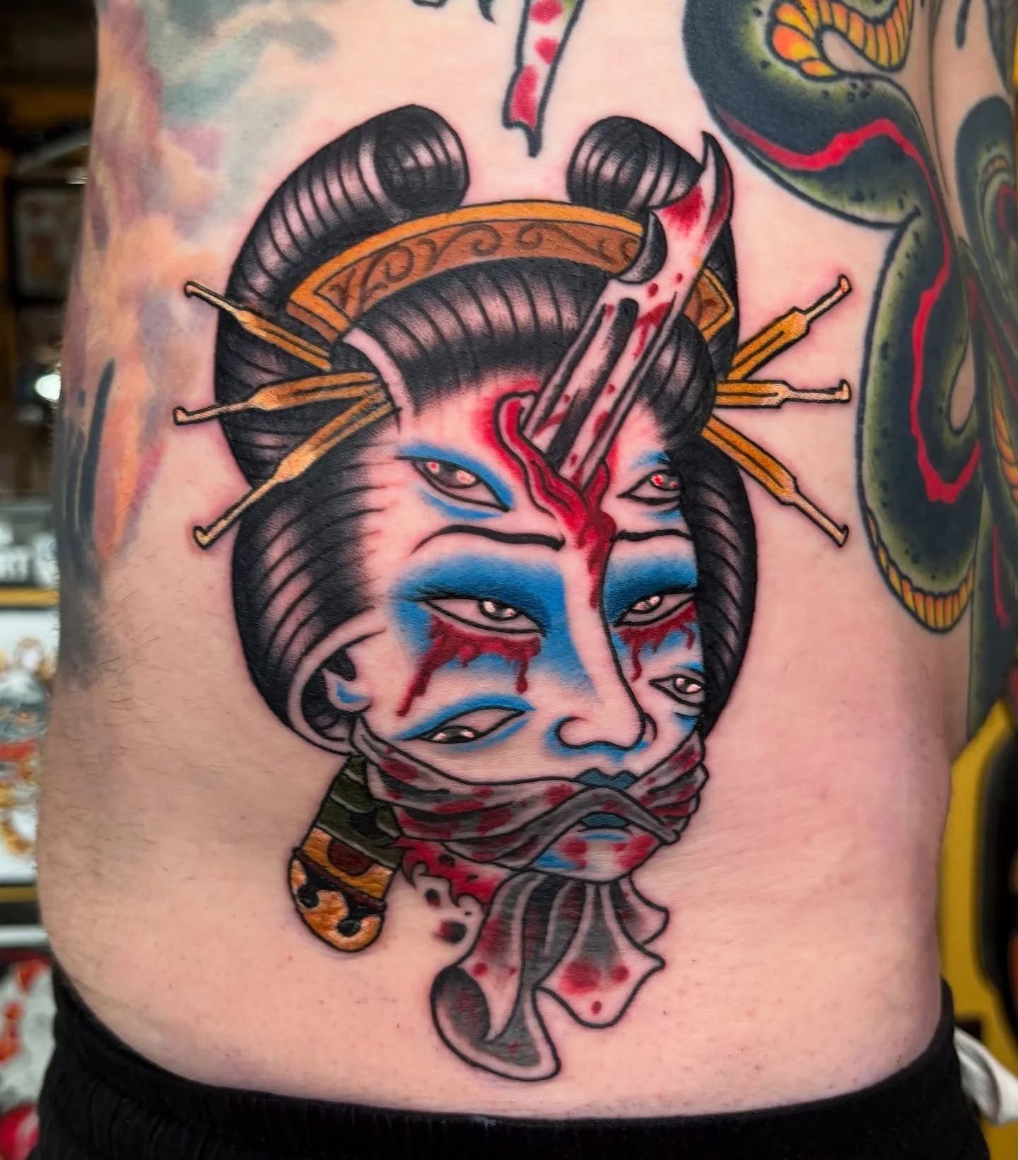 Namakubi from some old flash, thanks for claiming this one Jim! 🙏🏼 
Thanks fer lookin&rsquo; 

@southernstartattoo 

#gatattooers #atltattooartist #traditionalart #traditionalartist #traditionalflash #flash #tradworkers #boldwillhold #tattoodaily #