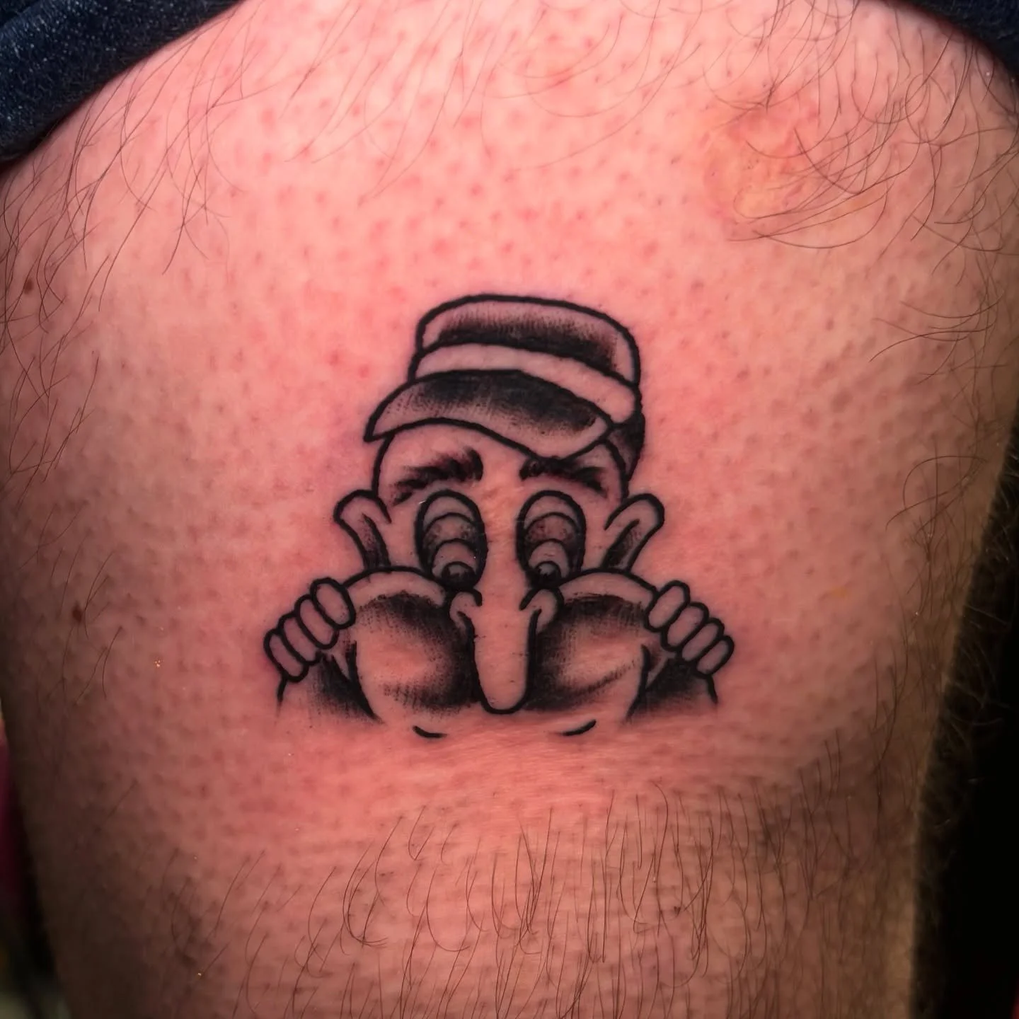 Asseater? Carpetmuncher? Idk but i love him. From my flash for Jack&rsquo;s first tattoo, we love someone with good taste. 🍑 Got to do this one at @animeink_sav  today. I&rsquo;ve got time to tat ya this Sunday if you&rsquo;re in town ⚡️
Thanks fer 