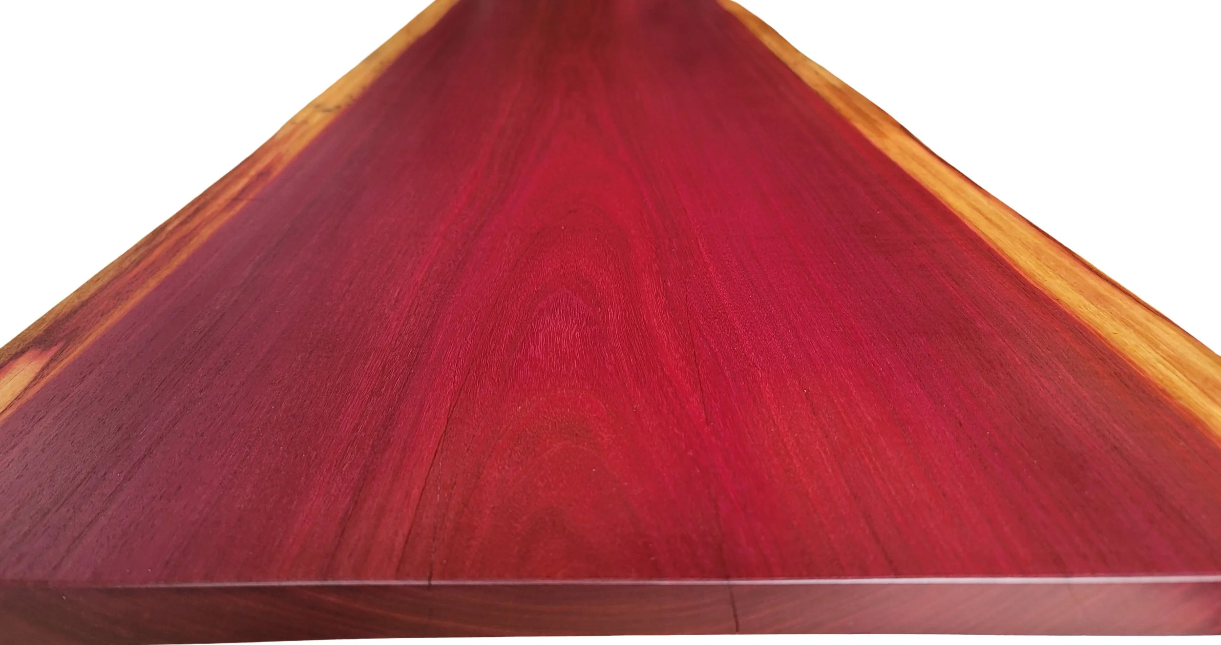 From a more moderate angle, the wood appears more red.