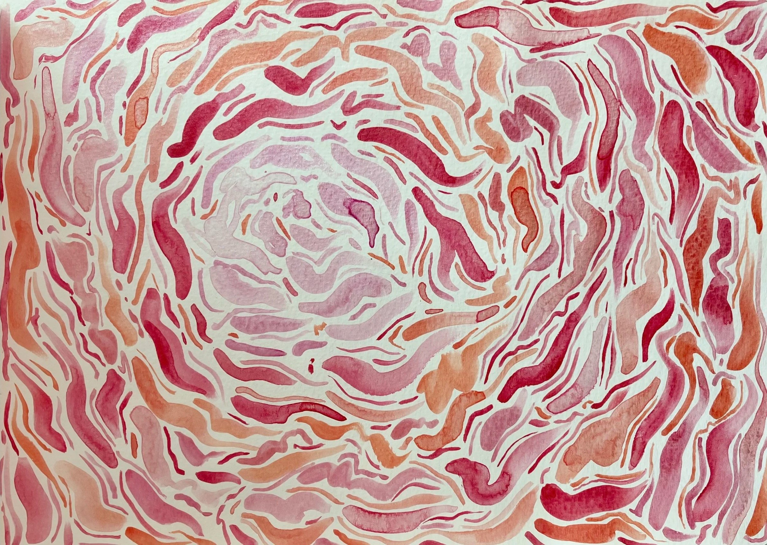 Transient Unfurling of a Peony (watercolor)