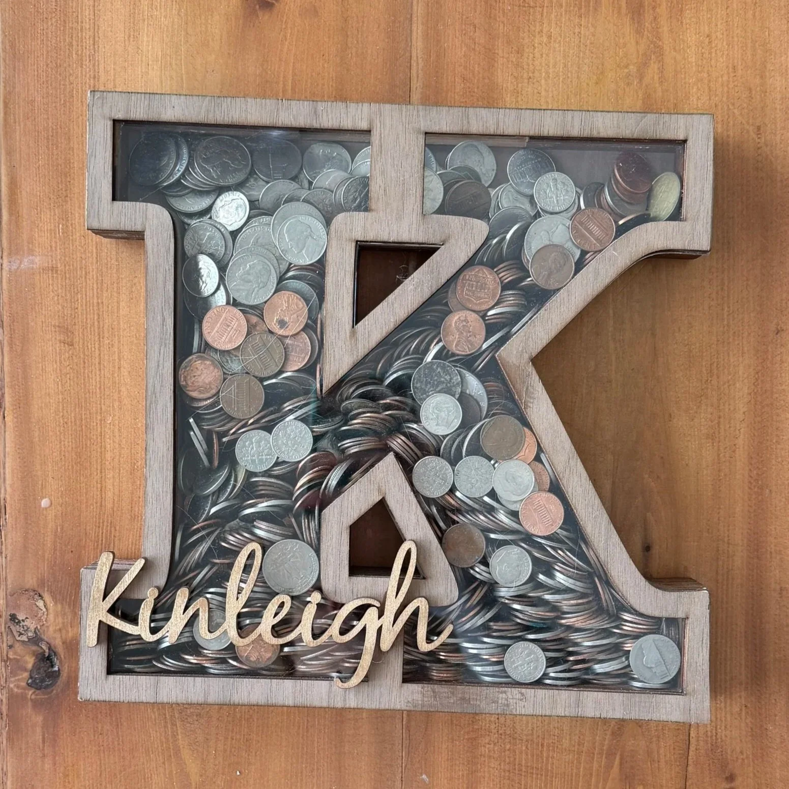 Personalized Wooden Initial Coin Bank