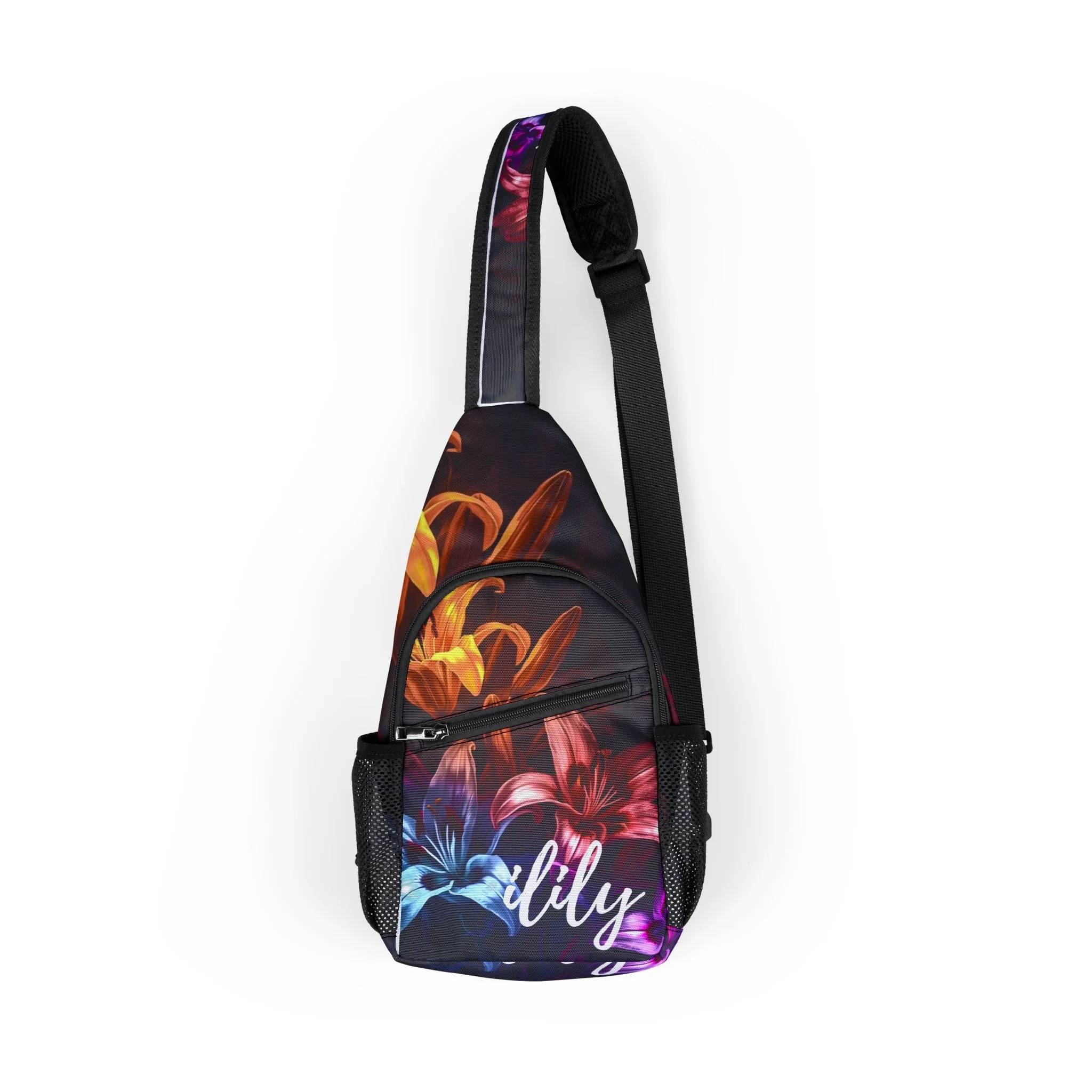 Floral Smoke Chest Bag — Personalized “iLily” Sling Pack