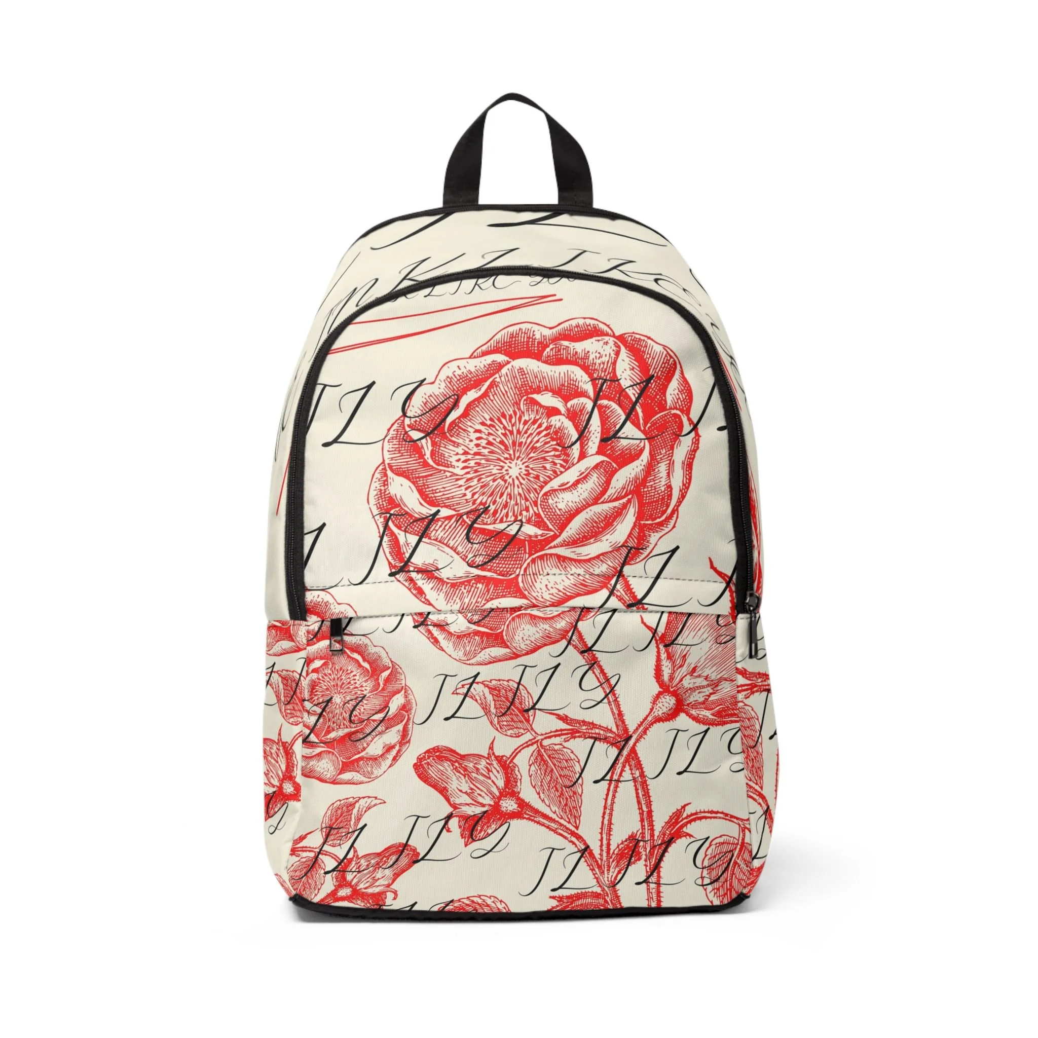 iLily Vintage Floral Script Backpack – Red Rose