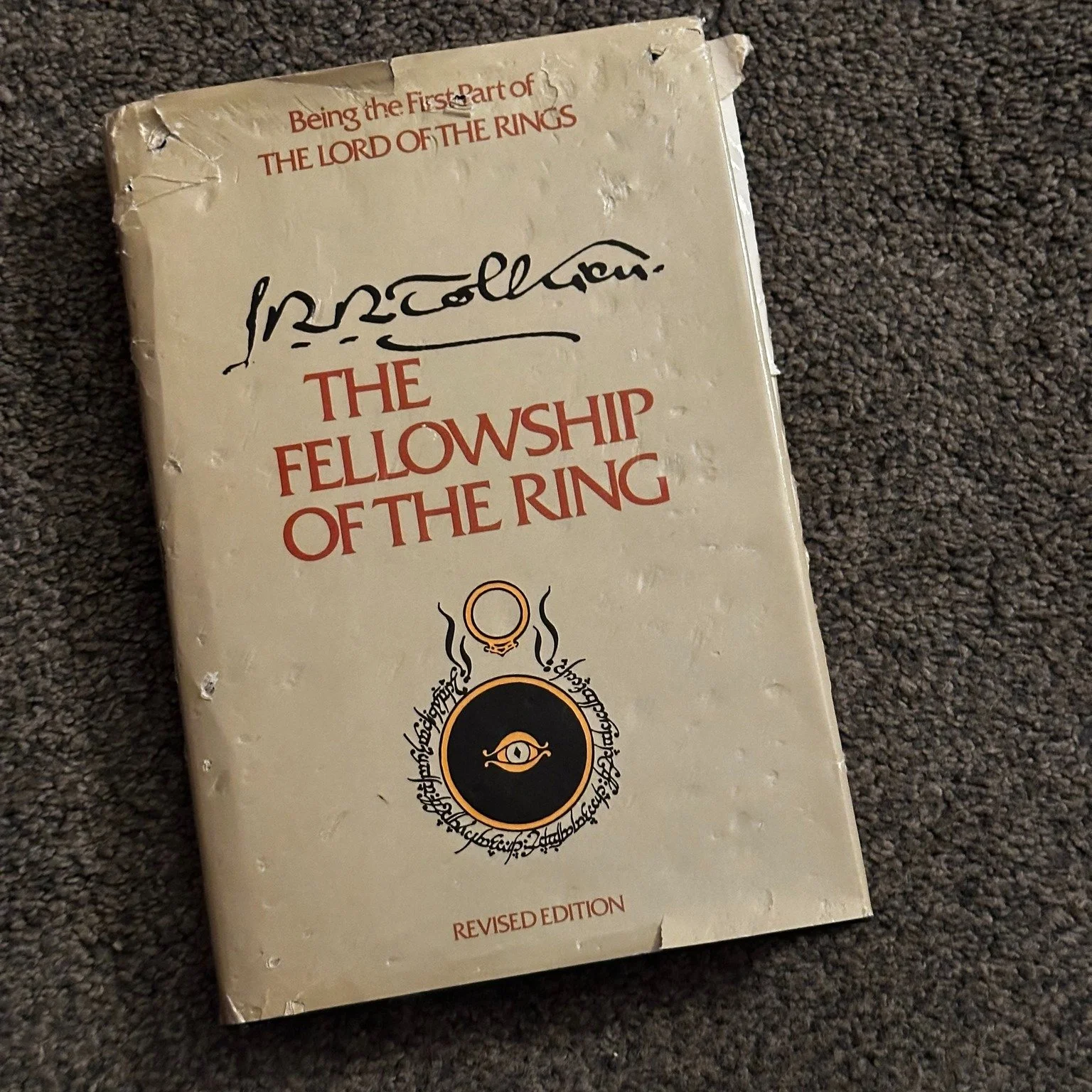 Update&hellip;&hellip;.. owner has been located!

Found book!
A local hobbit found this book on Kemper Rd on Sunday, 10/26. This copy of The Fellowship of the Ring is inscribed and signed by John Rhys-Davies. With the date of the show, the location o