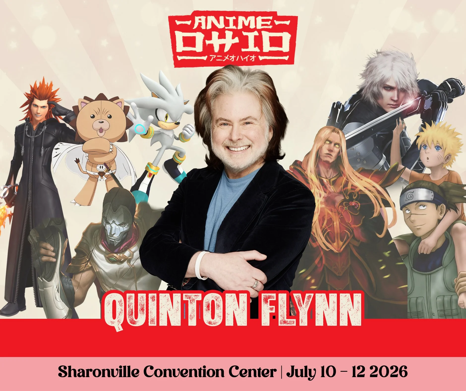 Quinton Flynn kicks off the guest announcements for Anime Ohio 2026!

Quinton Flynn is beloved globally as Axel/Lea from the Kingdom Hearts series along with Raiden from Metal Gear Solid 2, 4 and Rising Revengeance. The latter of which earned him a B